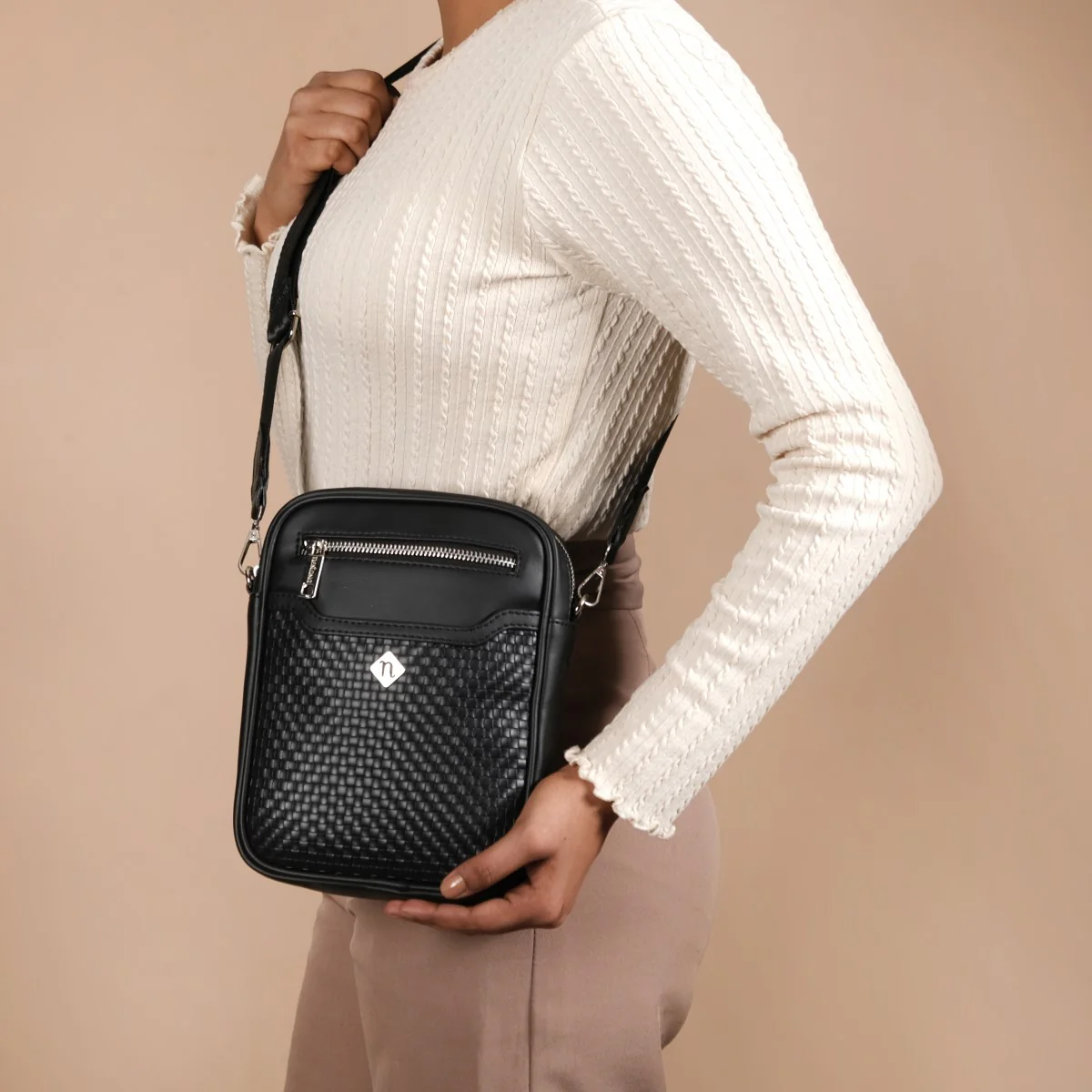 Luxe Crossbody Belt Bag Black - Image 12