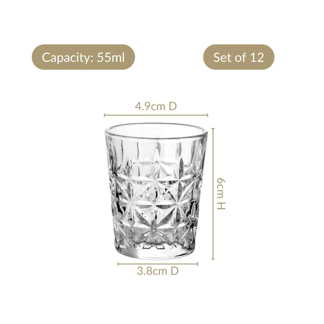Luxe Embossed Shot Glass Set Of 12 55ml - Image 3