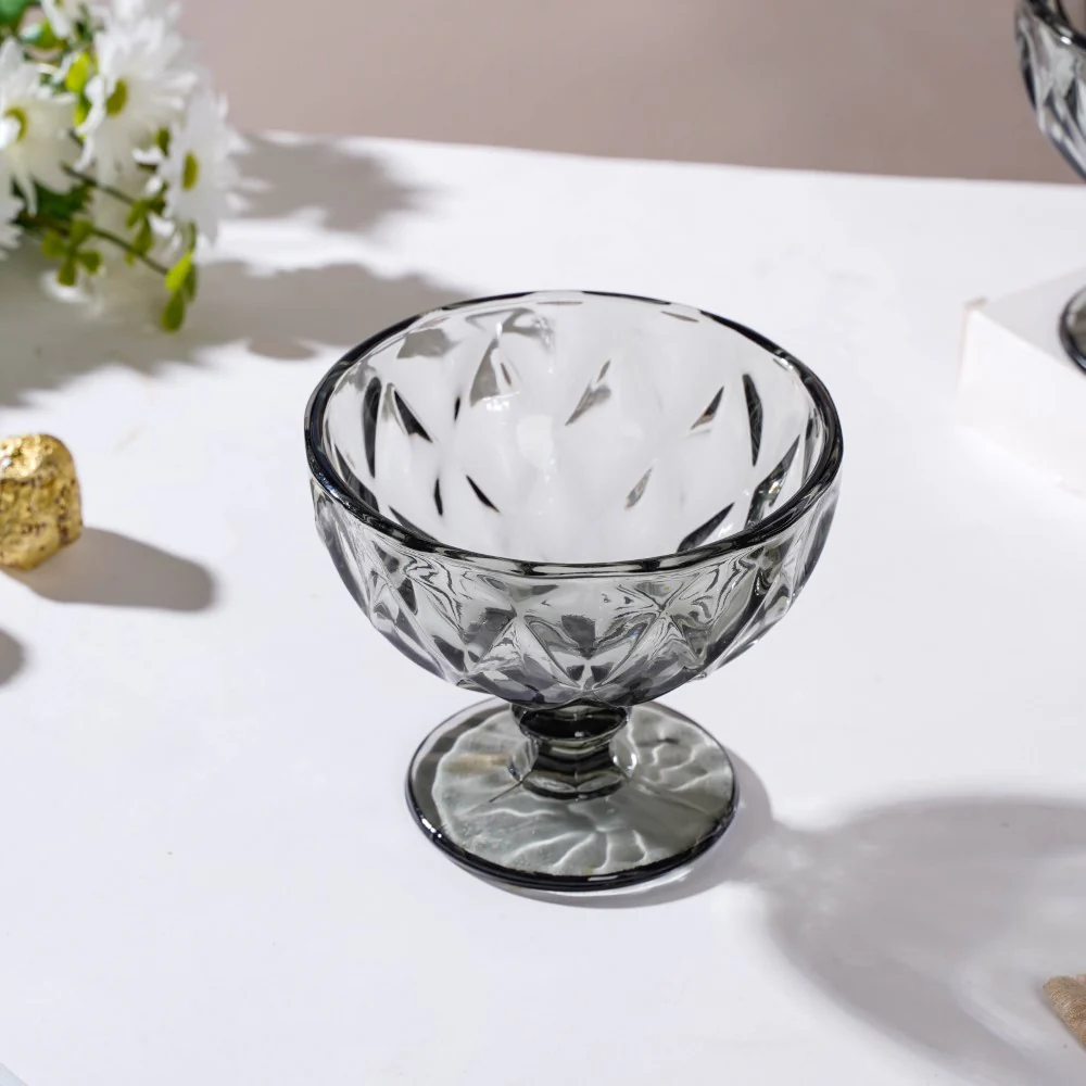 Luxe Glass Dessert Bowl Grey Set Of 6 300 ml - Image 6