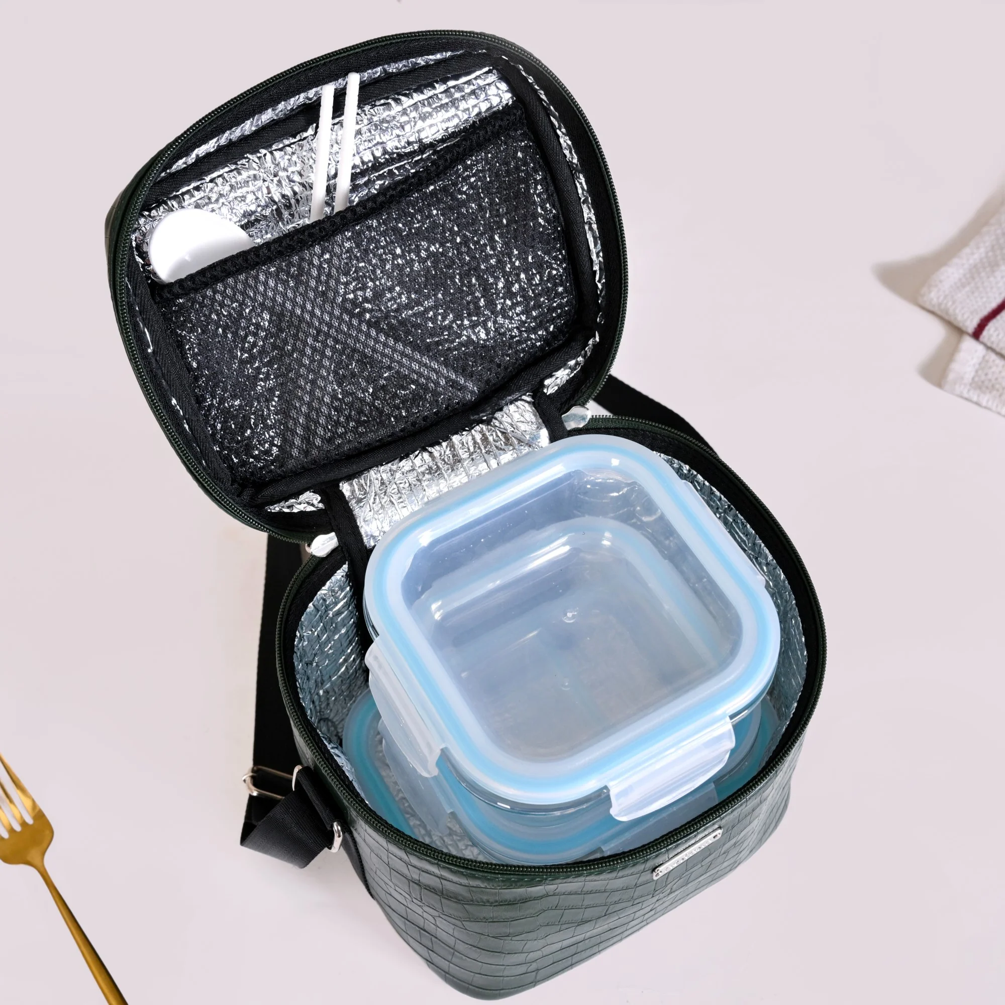 Luxe Insulated Lunch Bag Green - Image 7