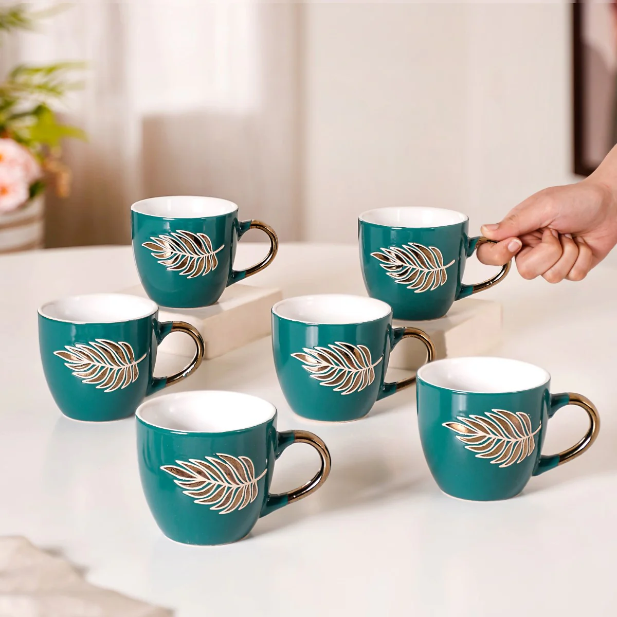 Luxe Leaf Green Tea Cup Set Of 6 250ml - Image 2