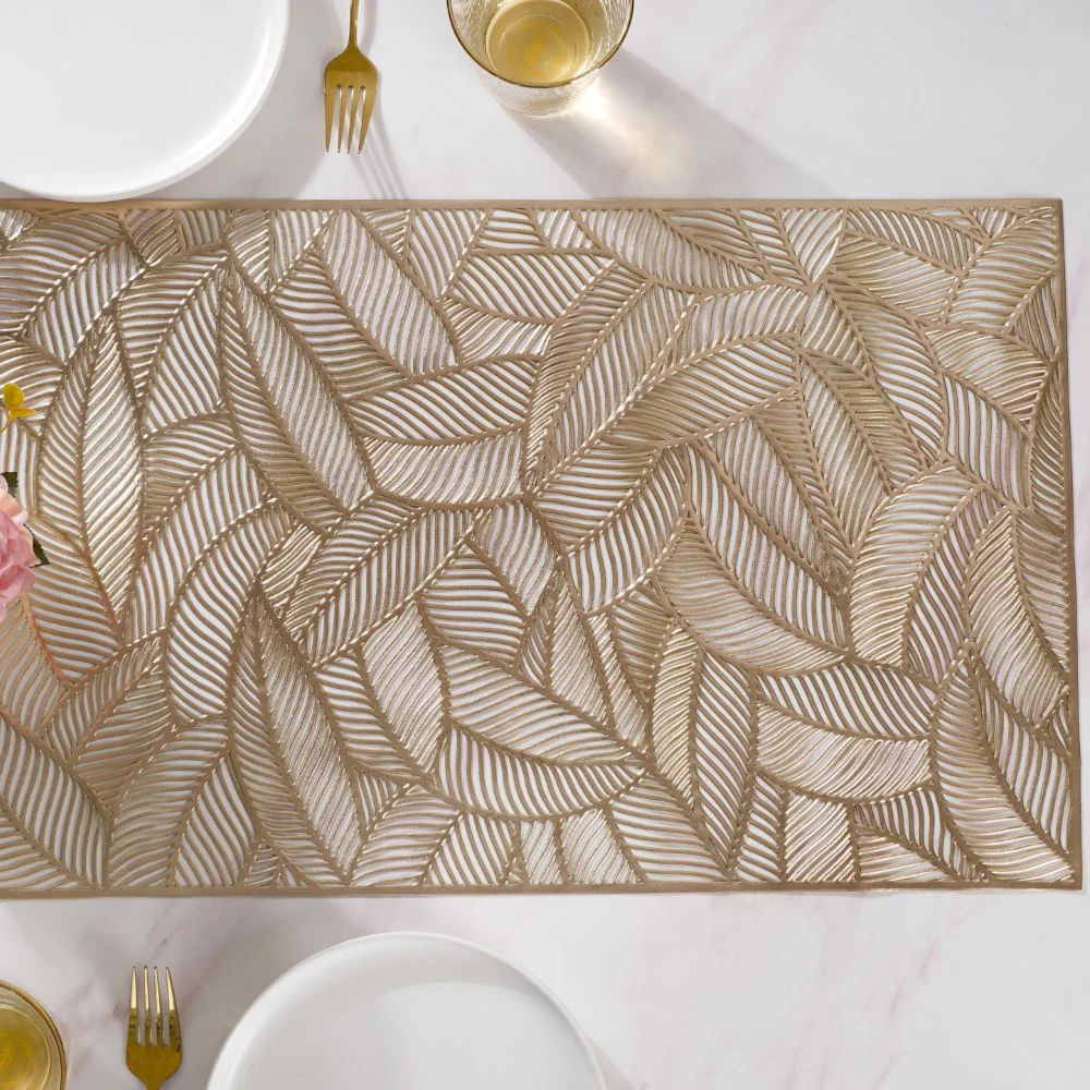 Luxe Leaves Table Runner Gold 70x14 Inch - Image 6