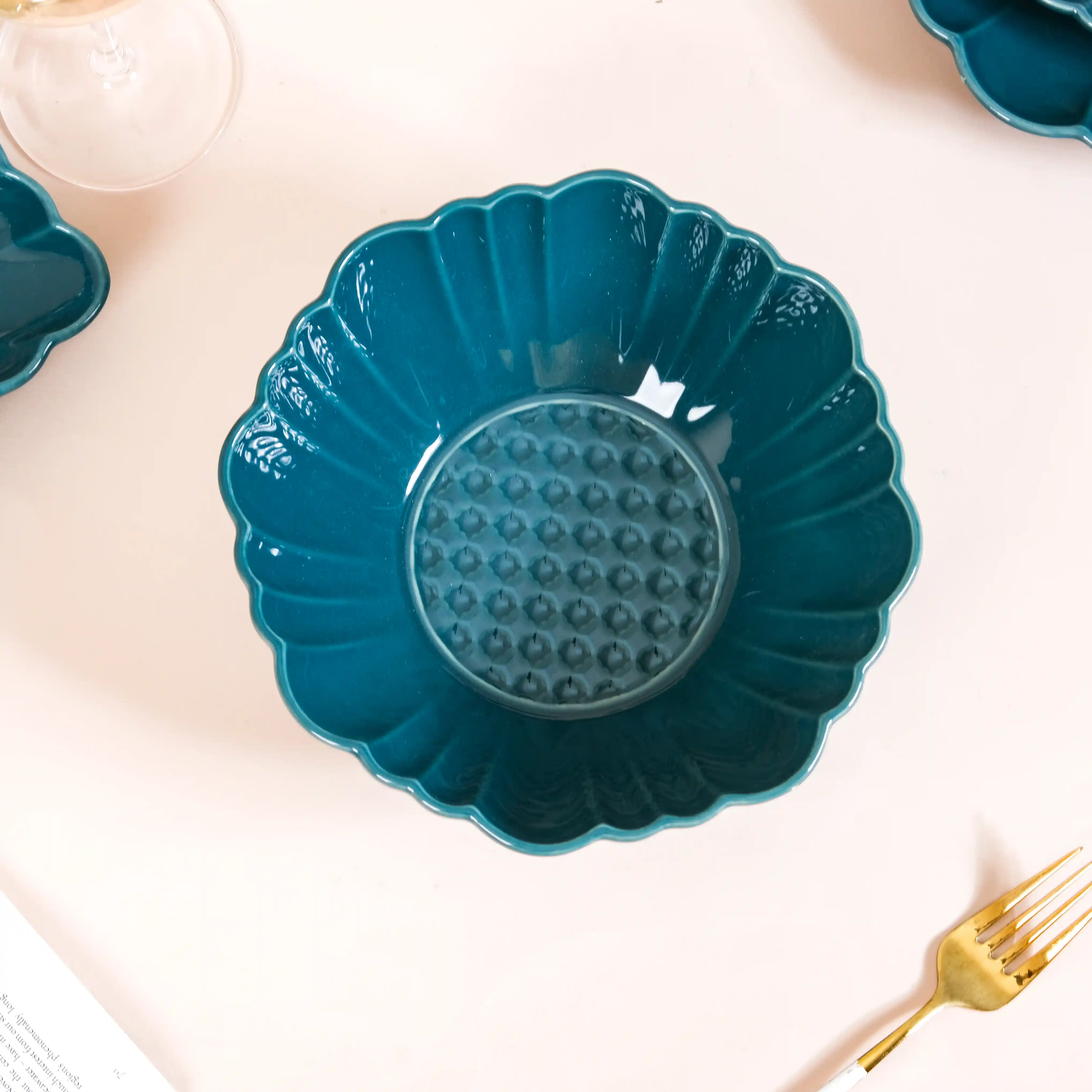 Luxe Moroccan 28-Piece Ceramic Dinnerware For 6 Dark Green - Image 16