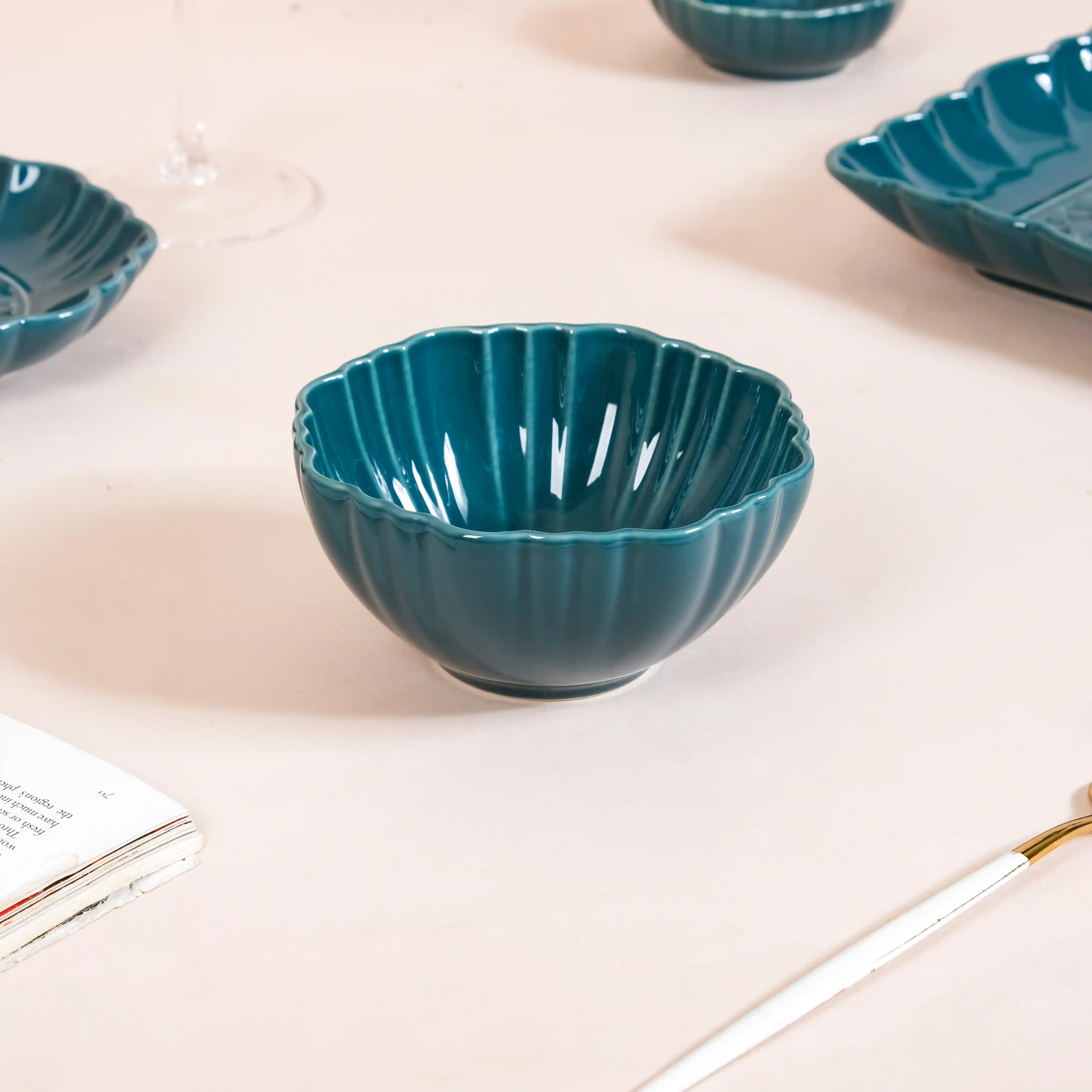 Luxe Moroccan 28-Piece Ceramic Dinnerware For 6 Dark Green - Image 22