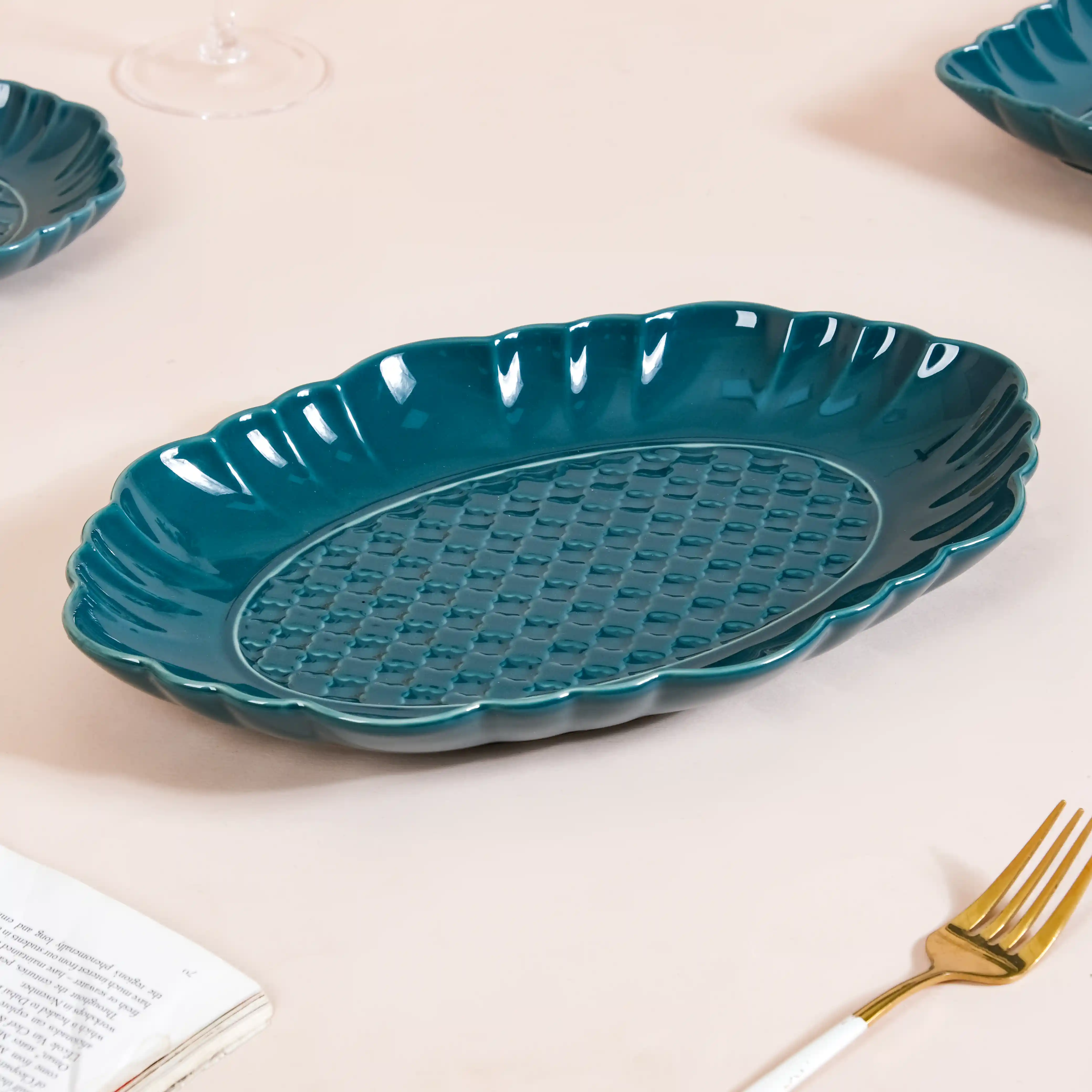 Luxe Moroccan 28-Piece Ceramic Dinnerware For 6 Dark Green - Image 23