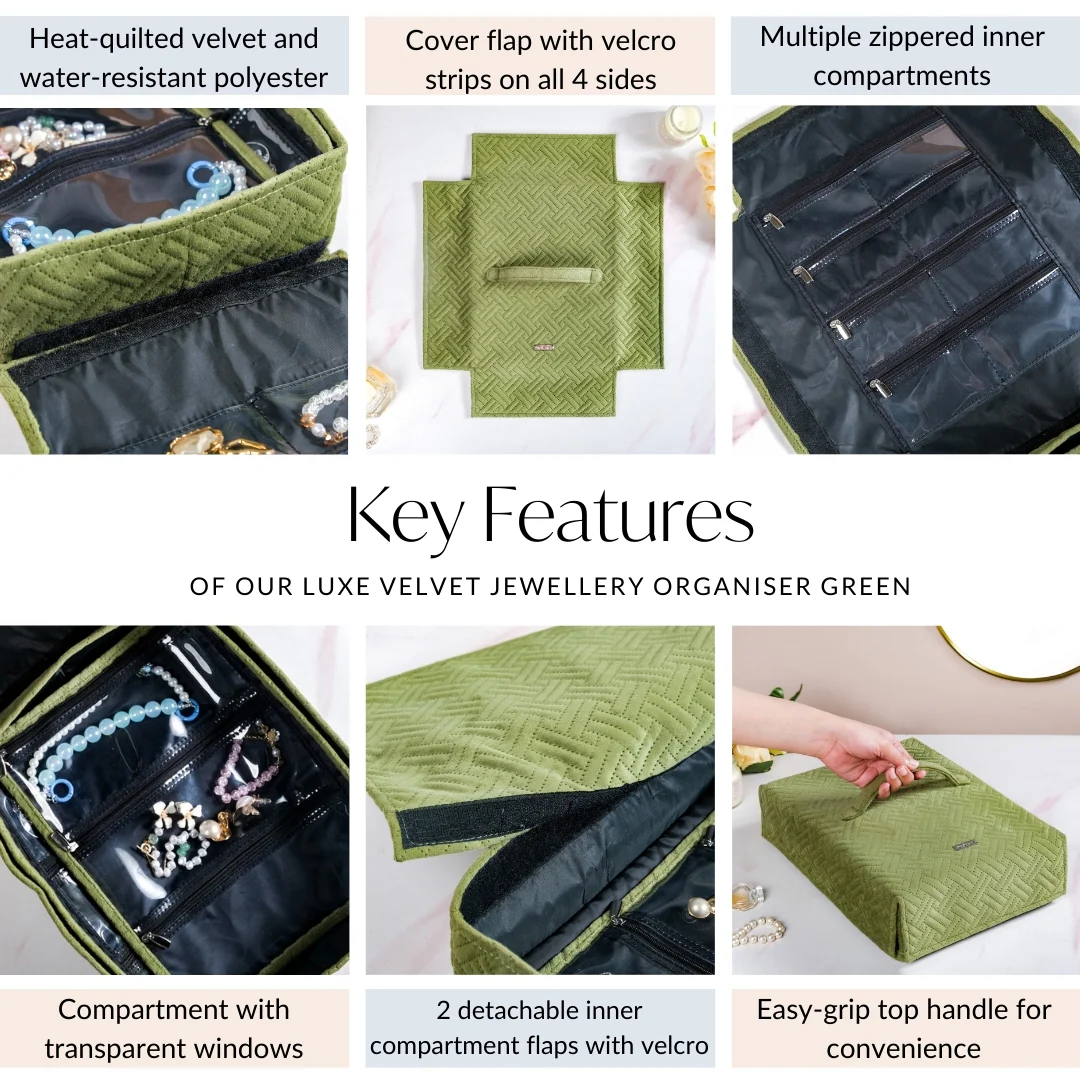 Luxe Velvet Jewellery Organiser Green - Image 5