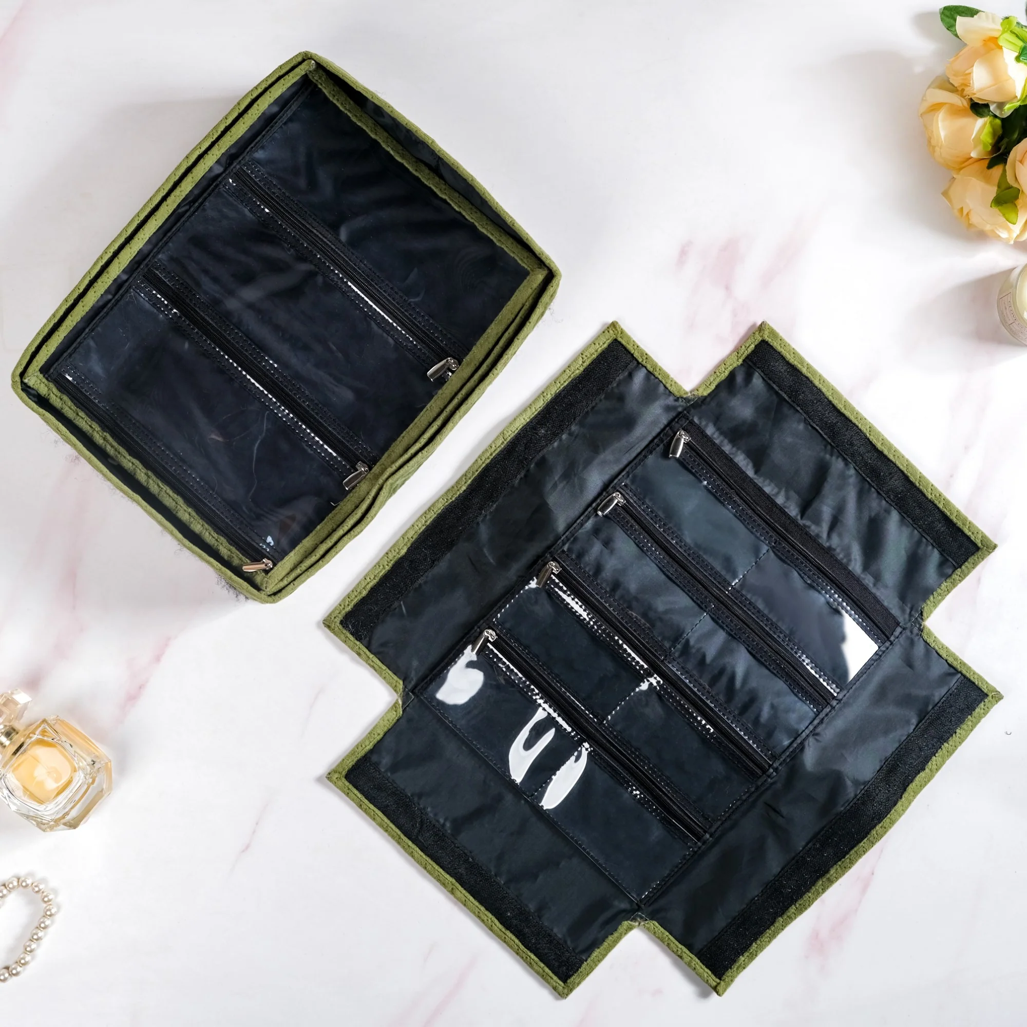 Luxe Velvet Jewellery Organiser Green - Image 7
