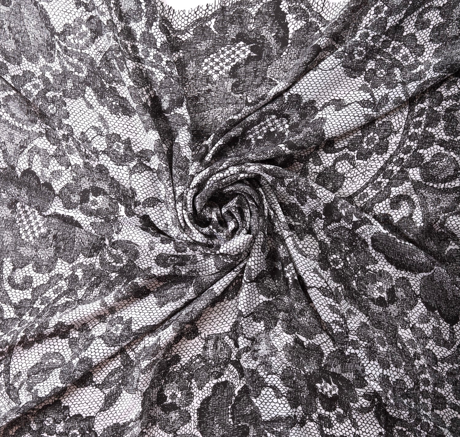 Luxur Lace Pattern Square Scarf Black And White - Image 5