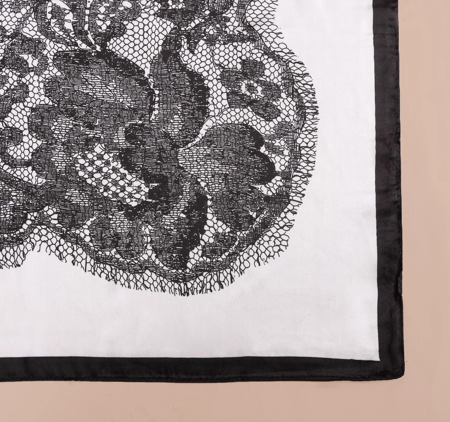 Luxur Lace Pattern Square Scarf Black And White - Image 6