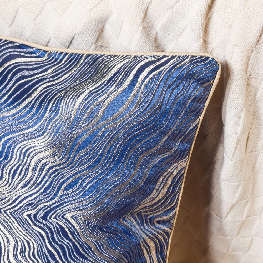Luxury Embroidered Cushion Cover Blue Set of 2 17x17 Inch - Image 5
