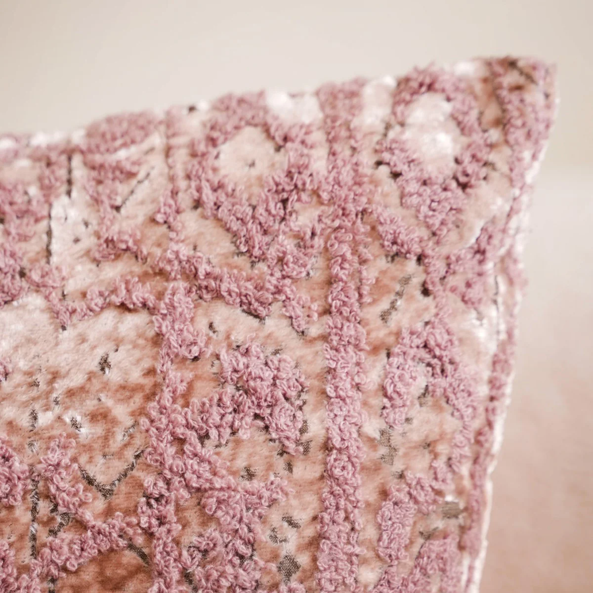 Luxury Mauve Ice Crush Square Cushion Cover 15x15 Inch - Image 3
