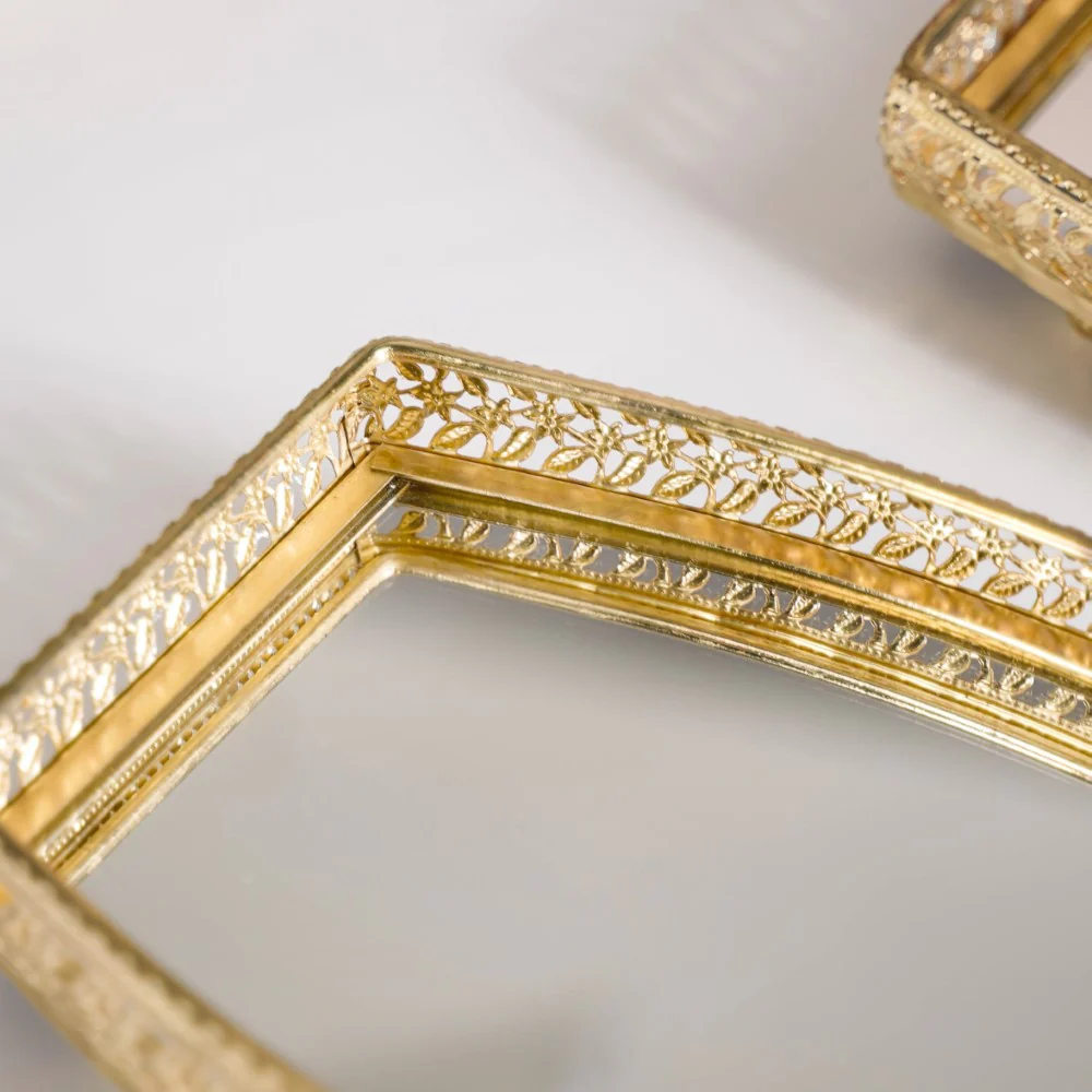 Luxury Mirror Tray Gold Set Of 3 - Image 16