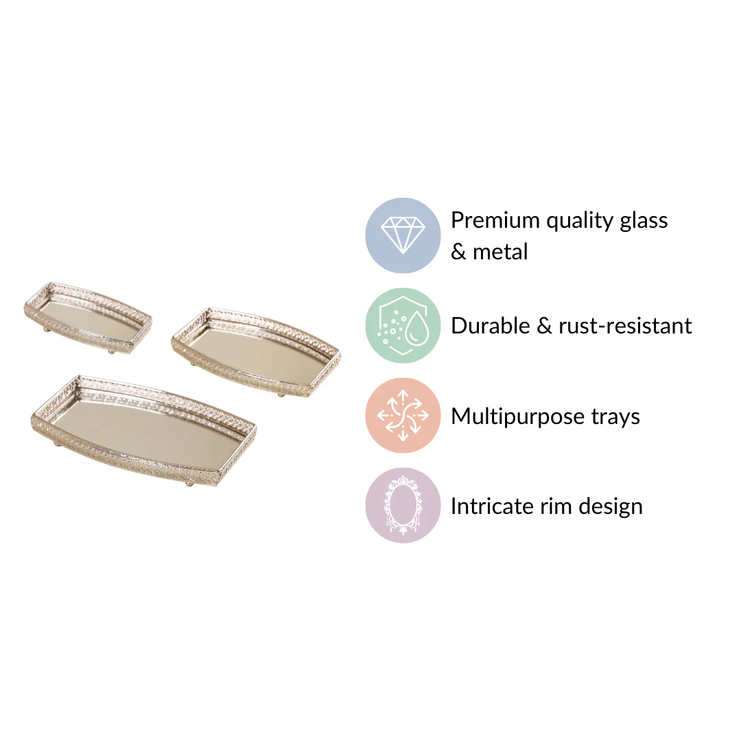 Luxury Mirror Tray Silver Set Of 3 - Image 6