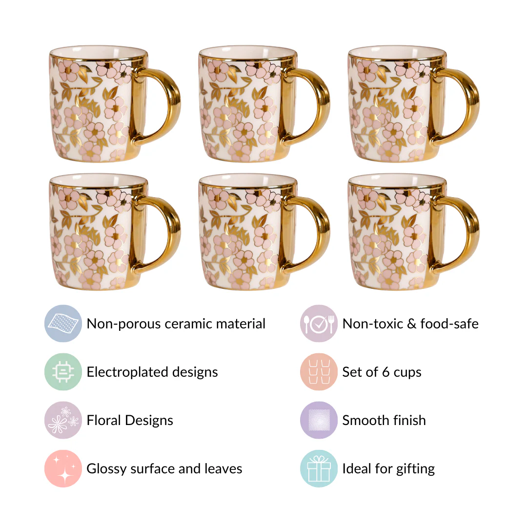 Luxury Pink Blossom Cup Set of 6 330ml - Image 5