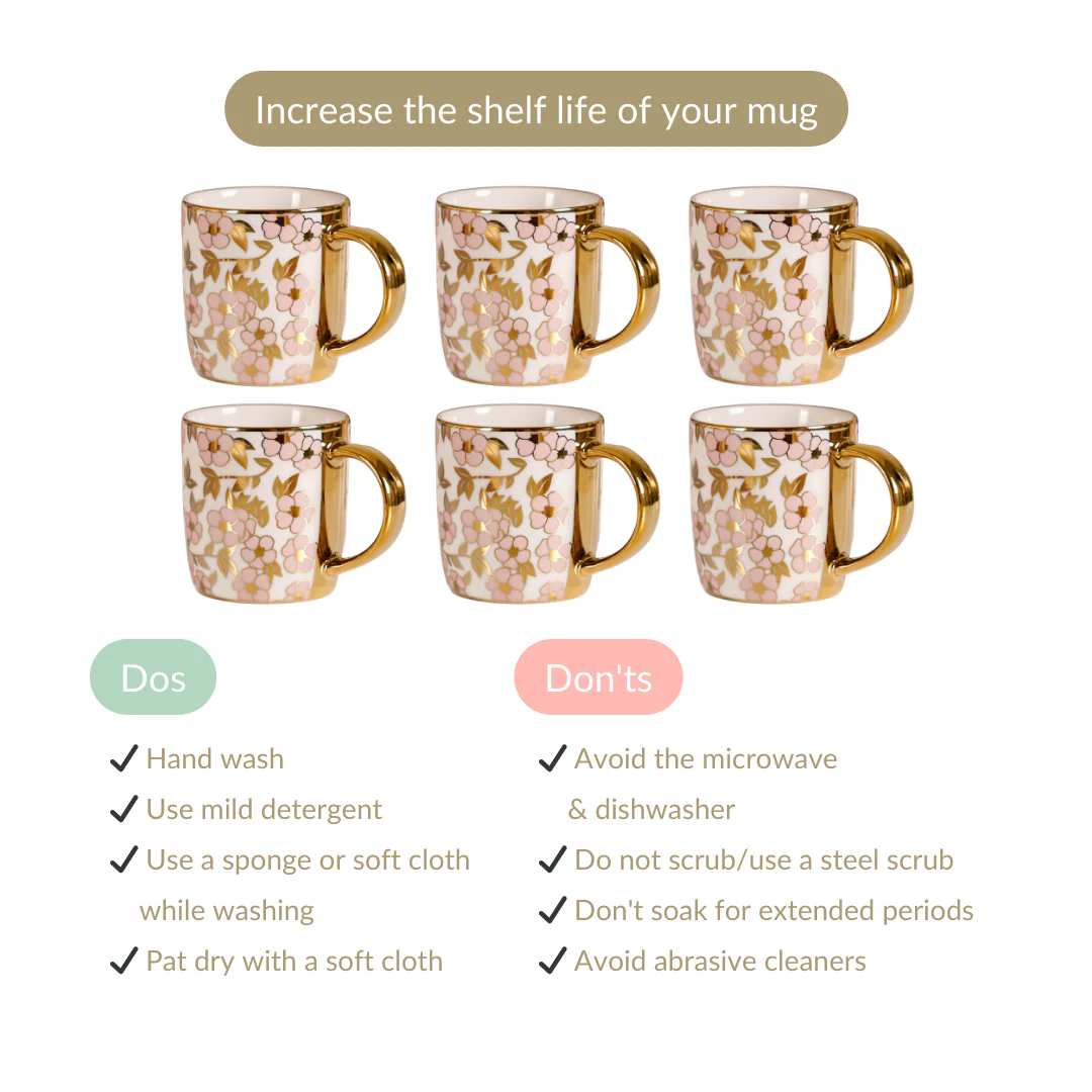 Luxury Pink Blossom Cup Set of 6 330ml - Image 7