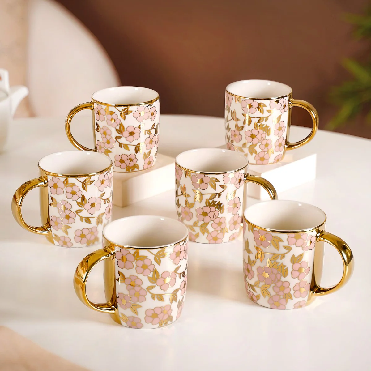 Luxury Pink Blossom Cup Set of 6 330ml - Image 9
