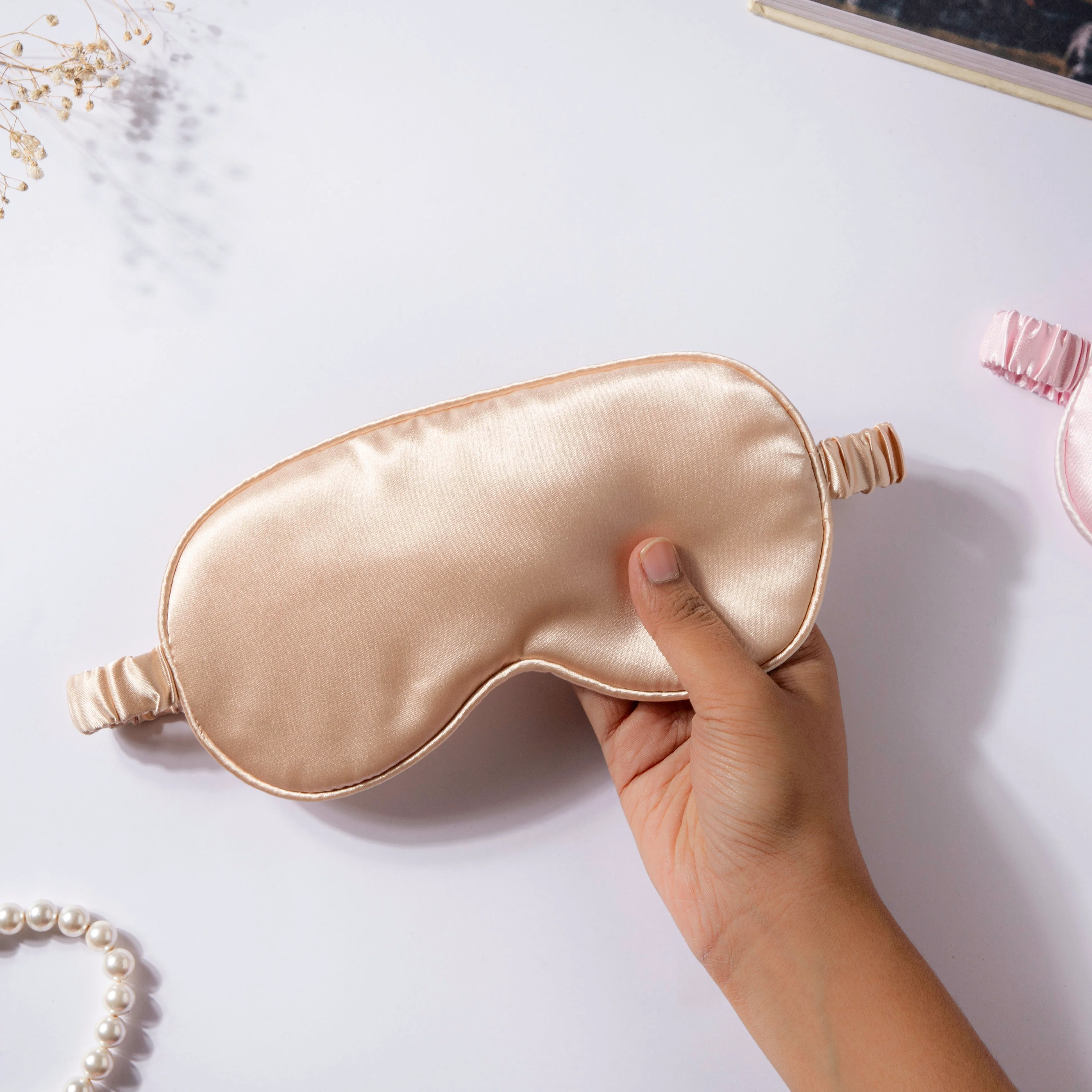 Luxury Sleep Satin Eye Mask Beige