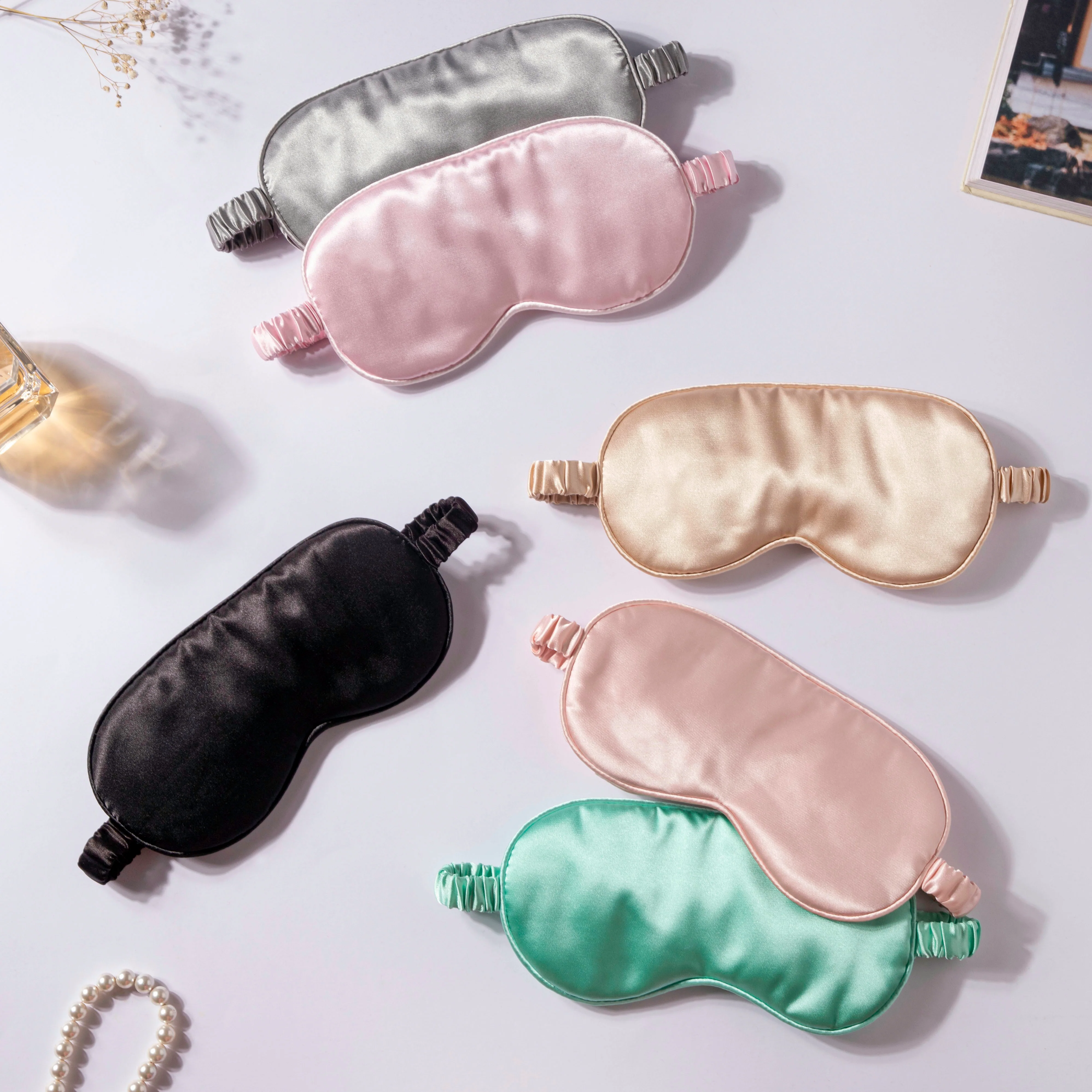 Luxury Sleep Satin Eye Mask Beige - Image 5
