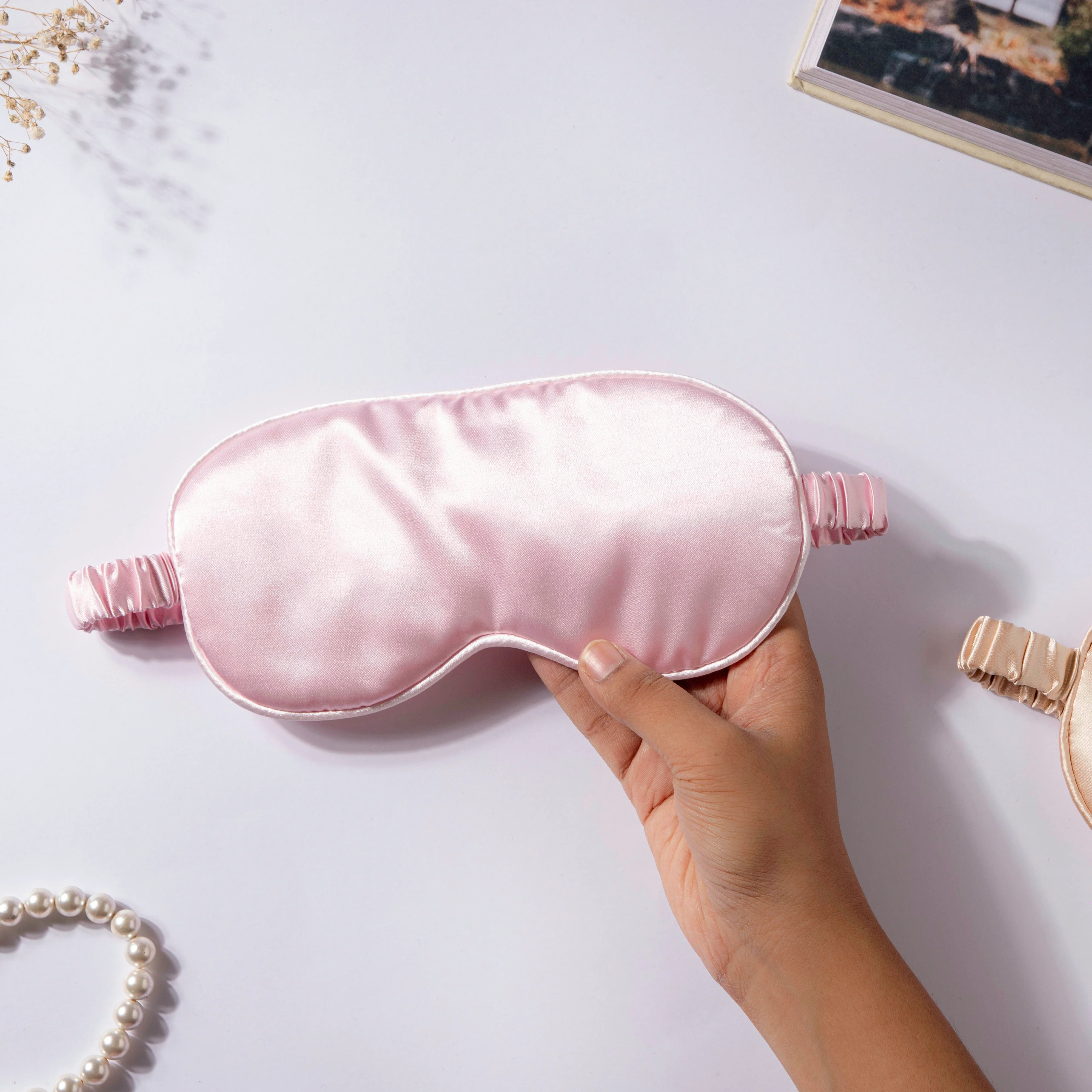 Luxury Sleep Satin Eye Mask Pink - Image 2