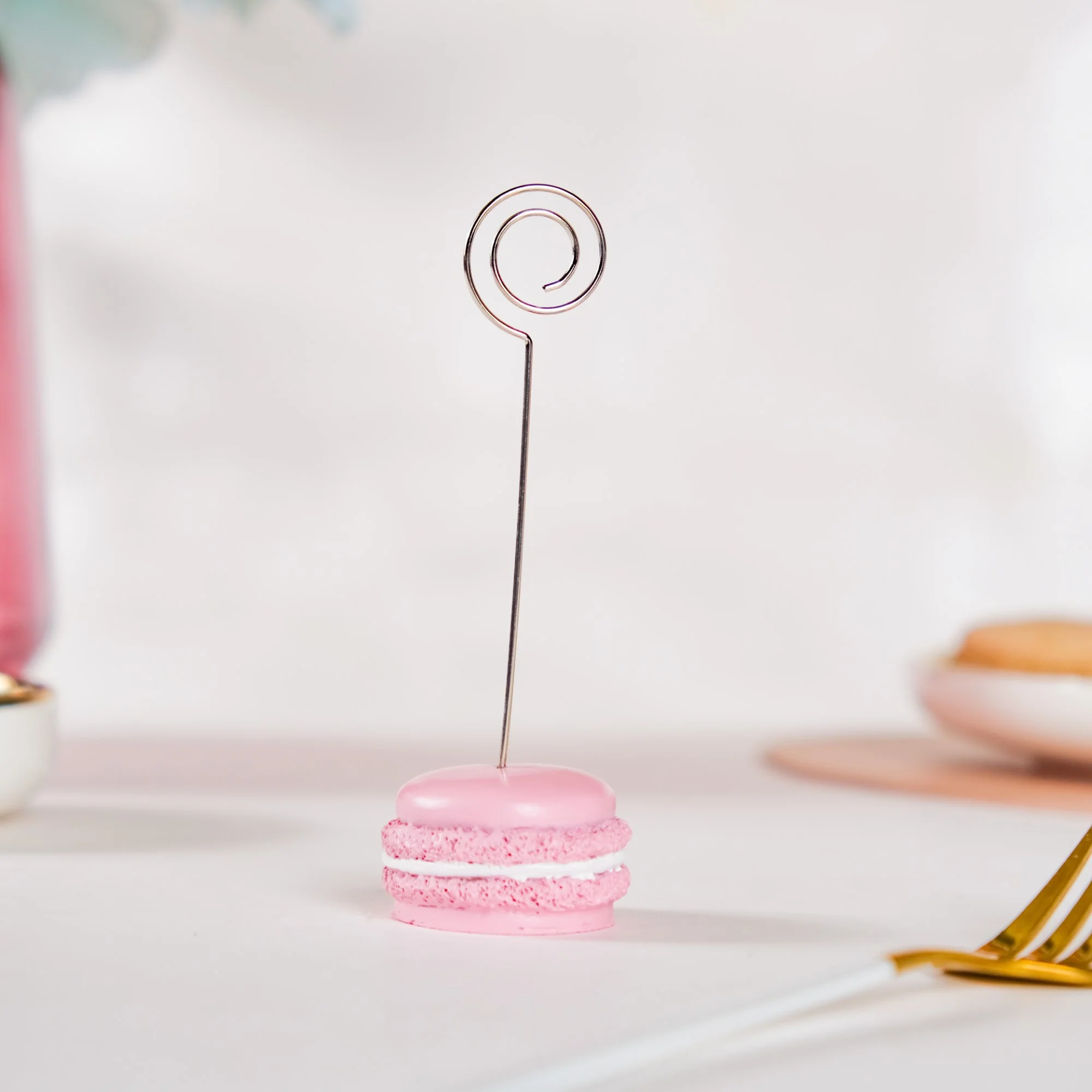 Macaron Table Card Clip Holder Pink 4.5 Inch - Image 3