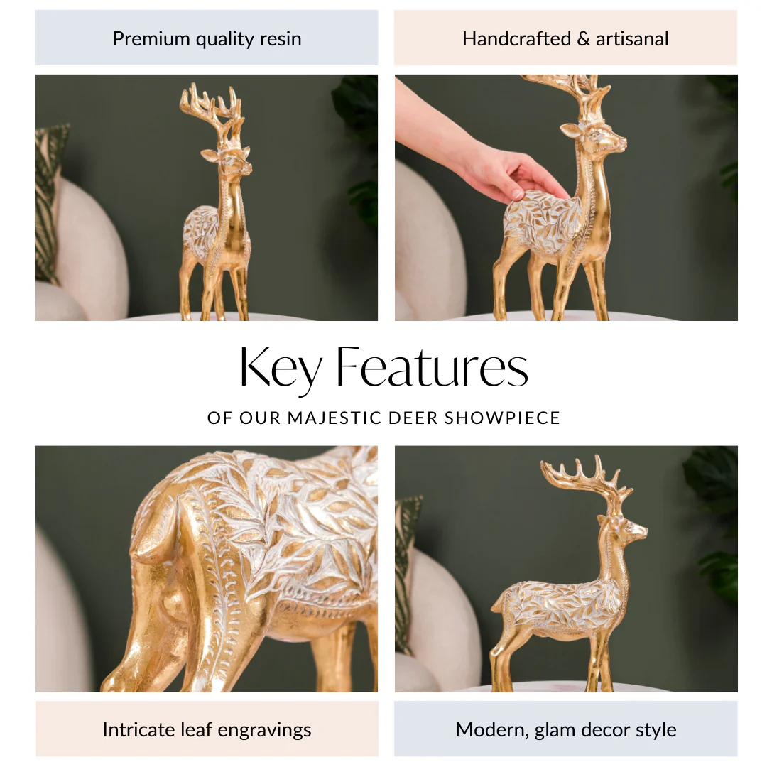 Majestic Gold Deer Showpiece For Home Decor - Image 5