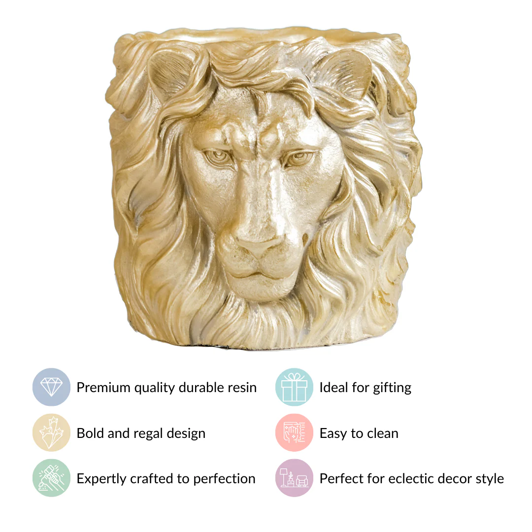Majestic Lion Mane Resin Pot For Room Decor - Image 5