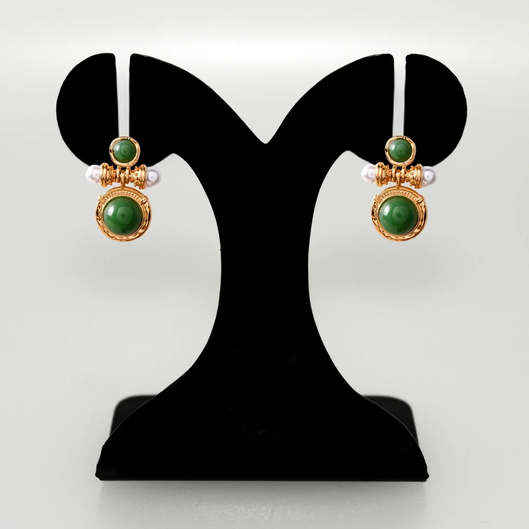 Majestic Stones Gold Drop Earrings - Image 6