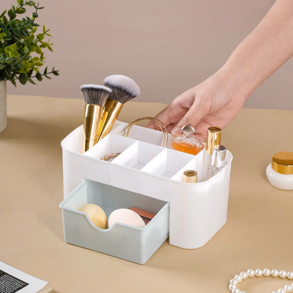 Makeup Storage Box With Drawer White - Image 2