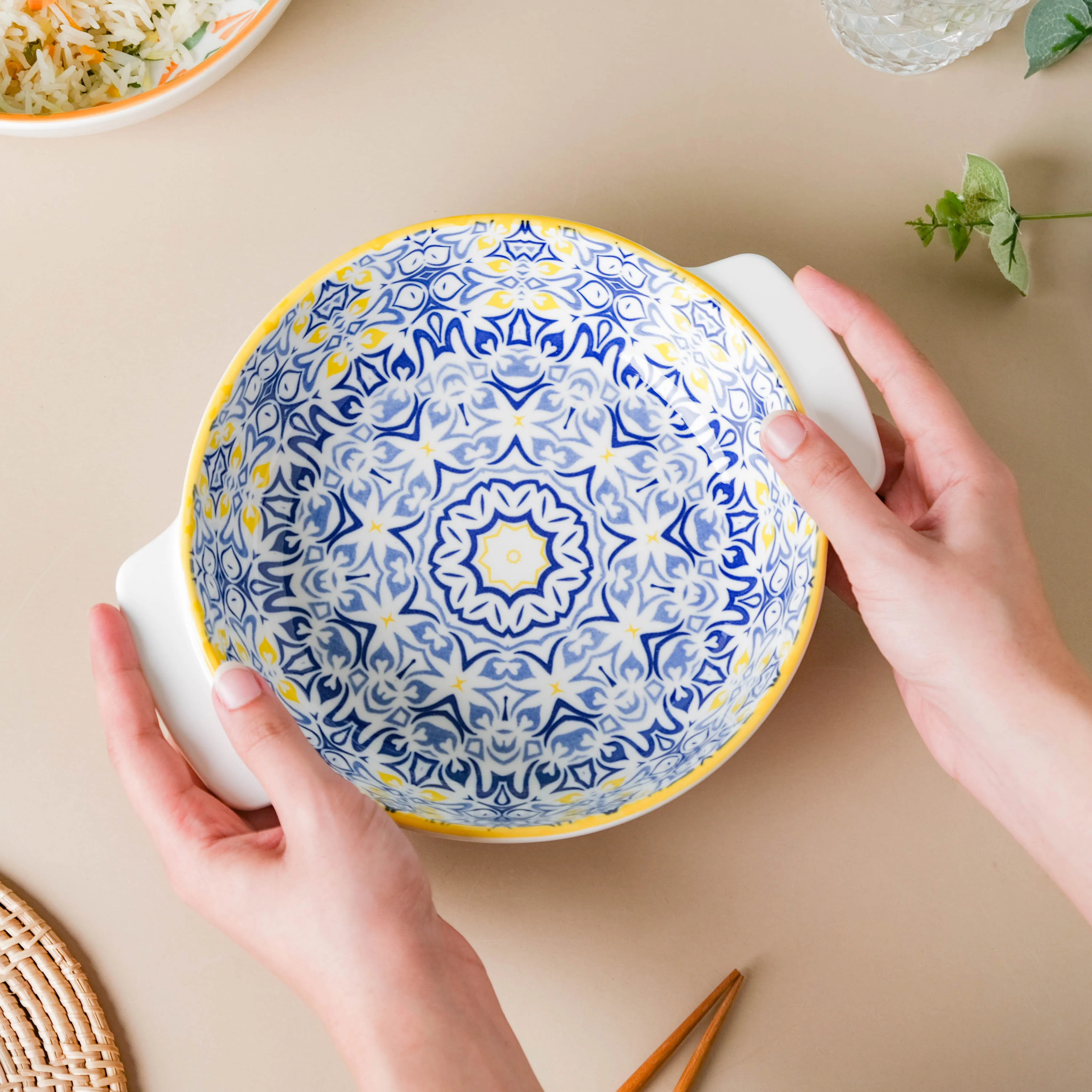 Mandala Blue Baking Dish With Handle 9 Inch - Image 2
