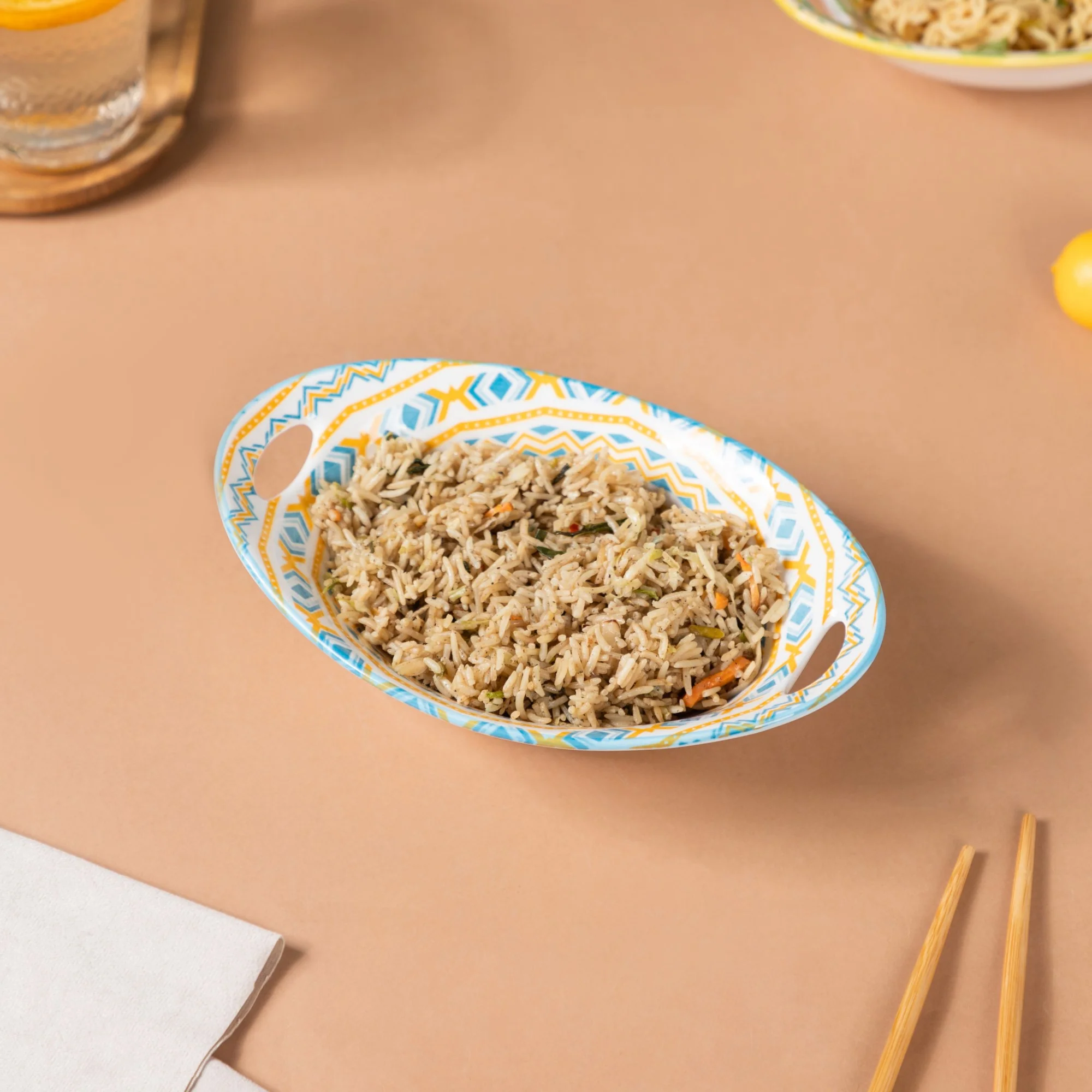 Mandala Ceramic Abstract Baking Bowl With Handle - Image 2