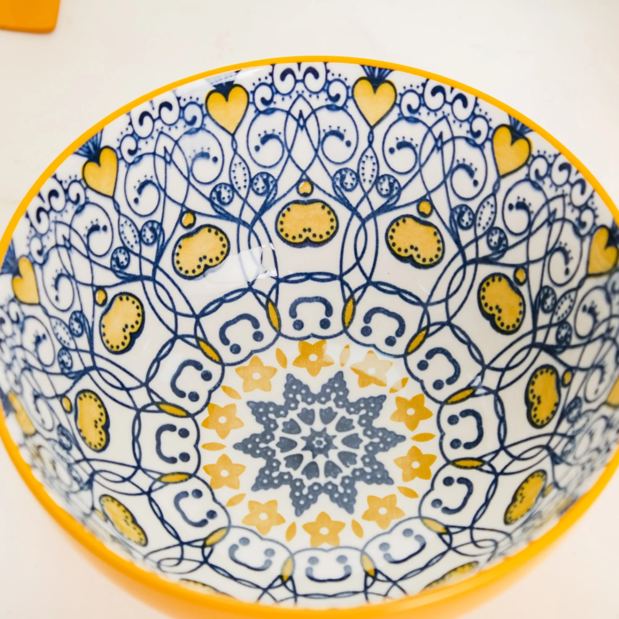 Mandala Ceramic Snack Bowl Yellow 400ml Set Of 2 - Image 6