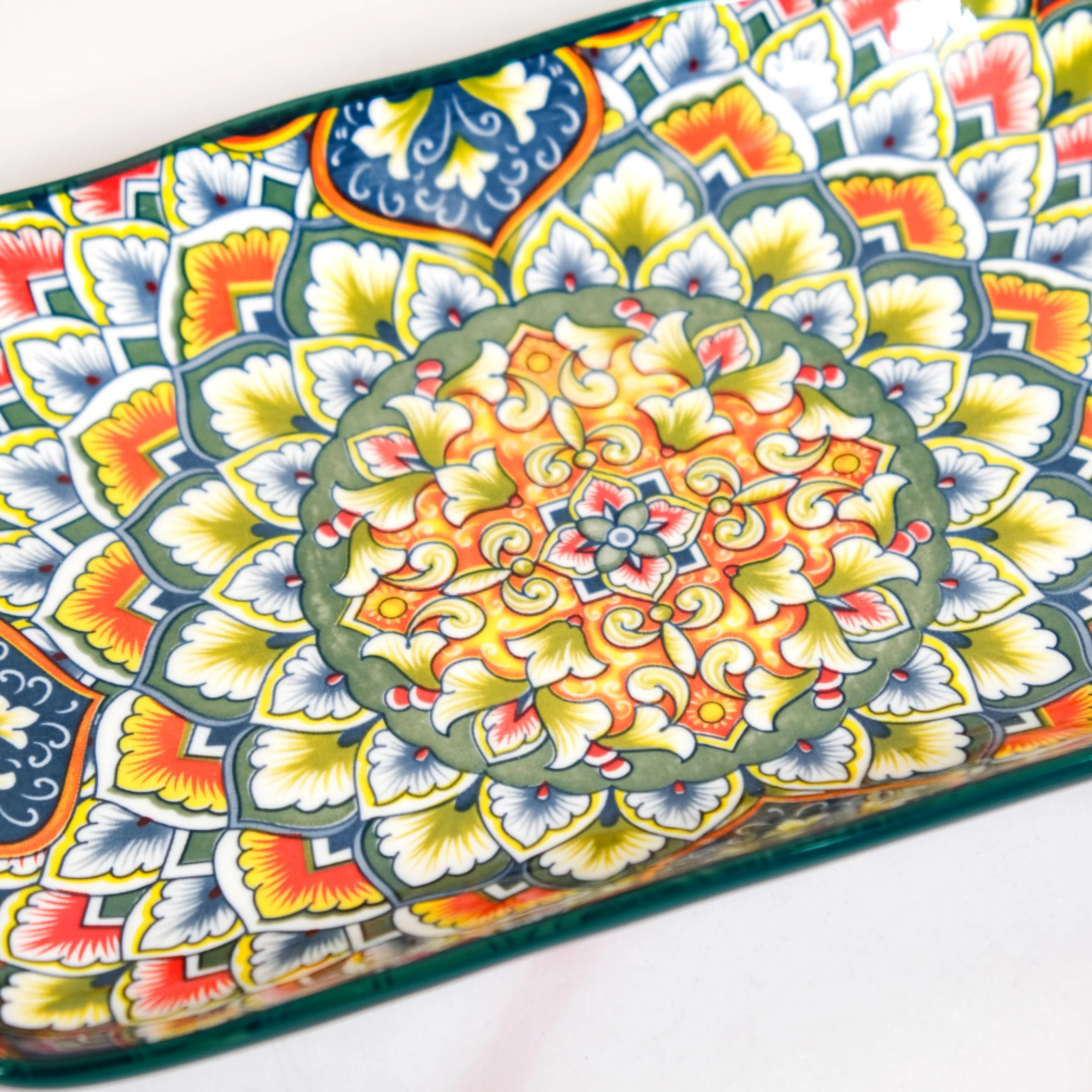 Mandala Melange Long Platter Dish Green - Image 6