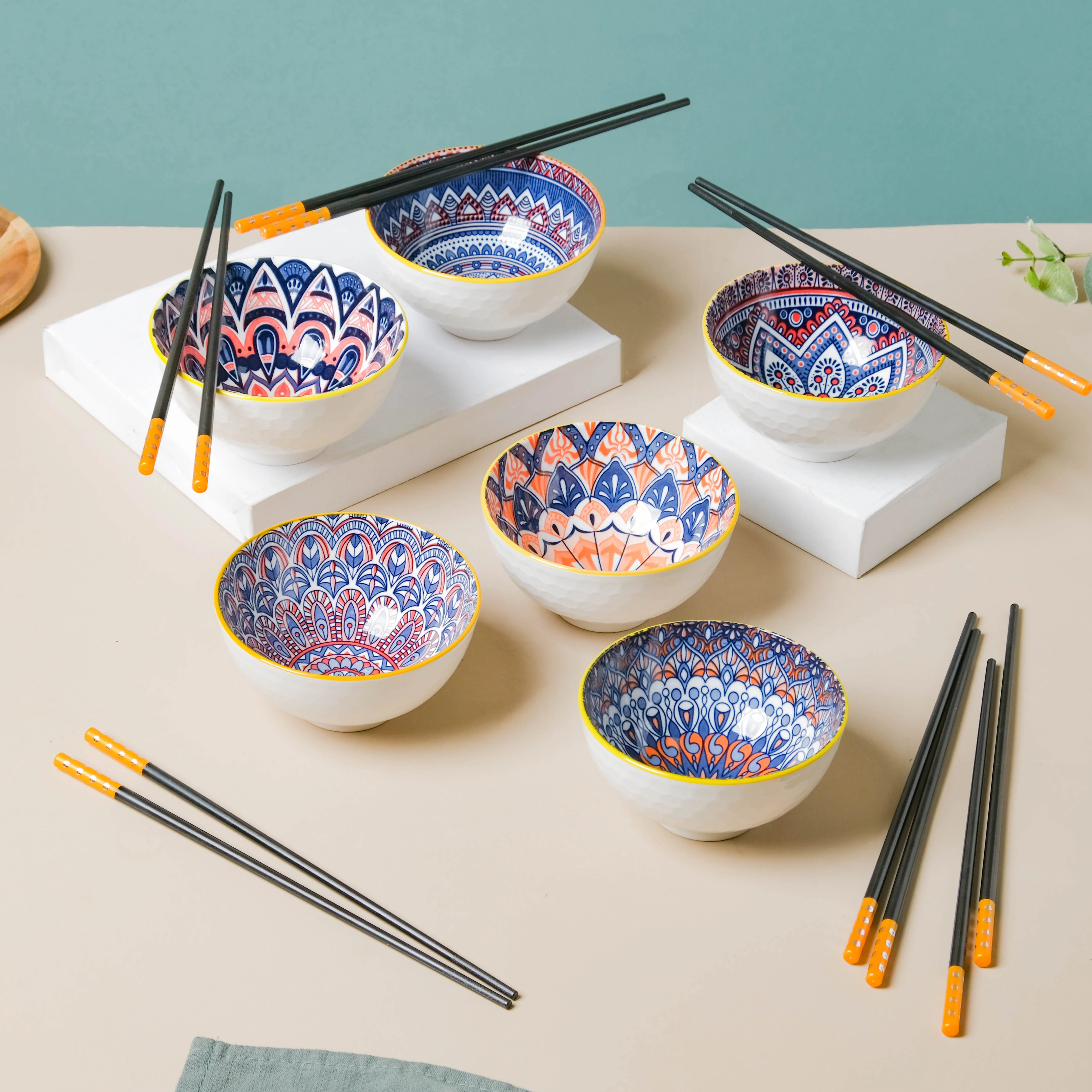 Mandala Snack Bowl Set Of 6 With Chopsticks - Image 7