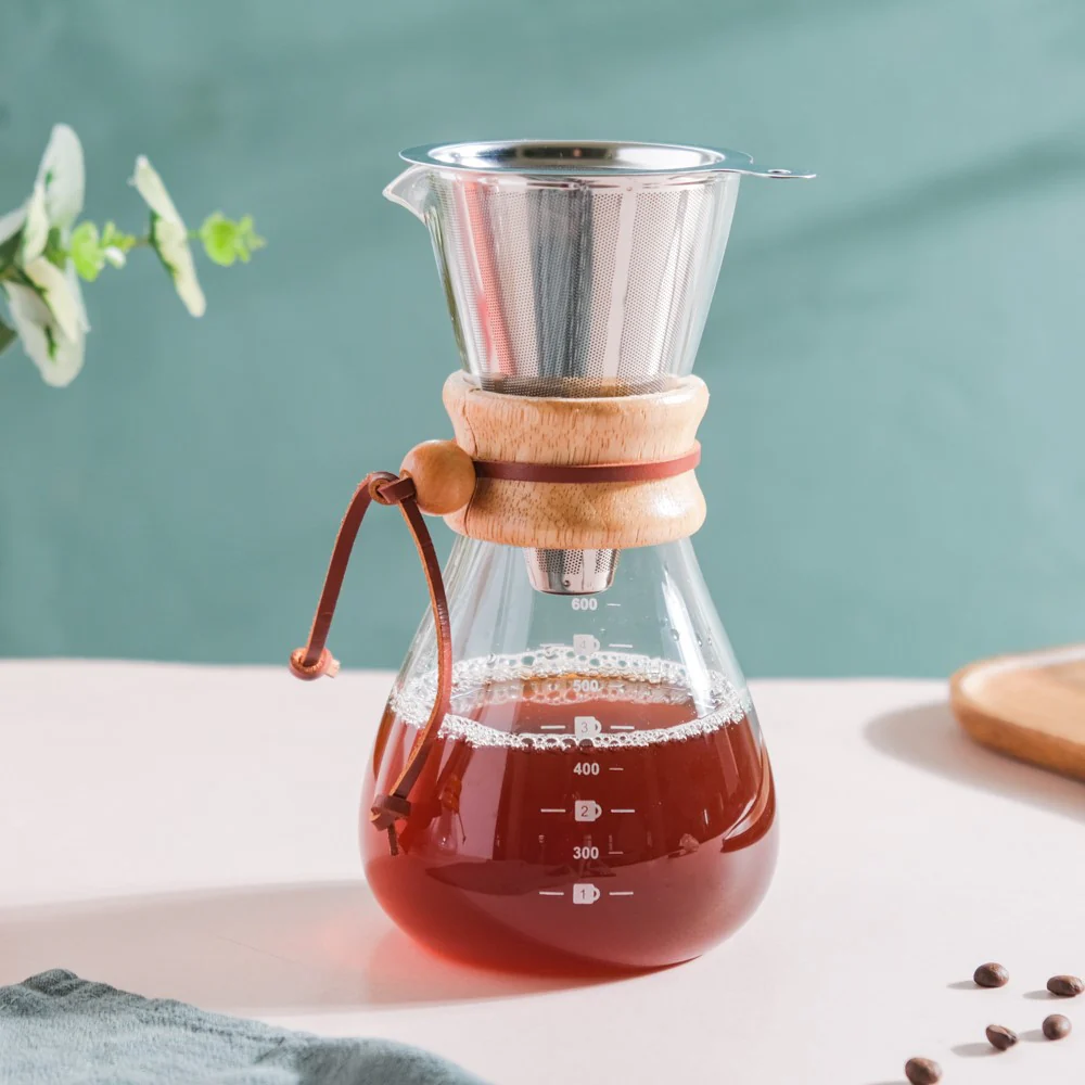 Manual Drip Coffee Filter With Glass Carafe Large 600ml