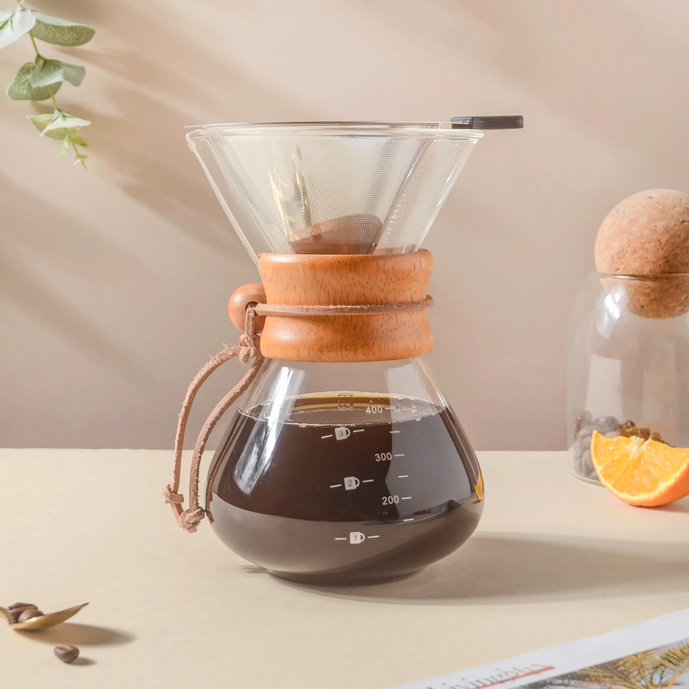 Manual Drip Coffee Maker With Borosilicate Glass Carafe