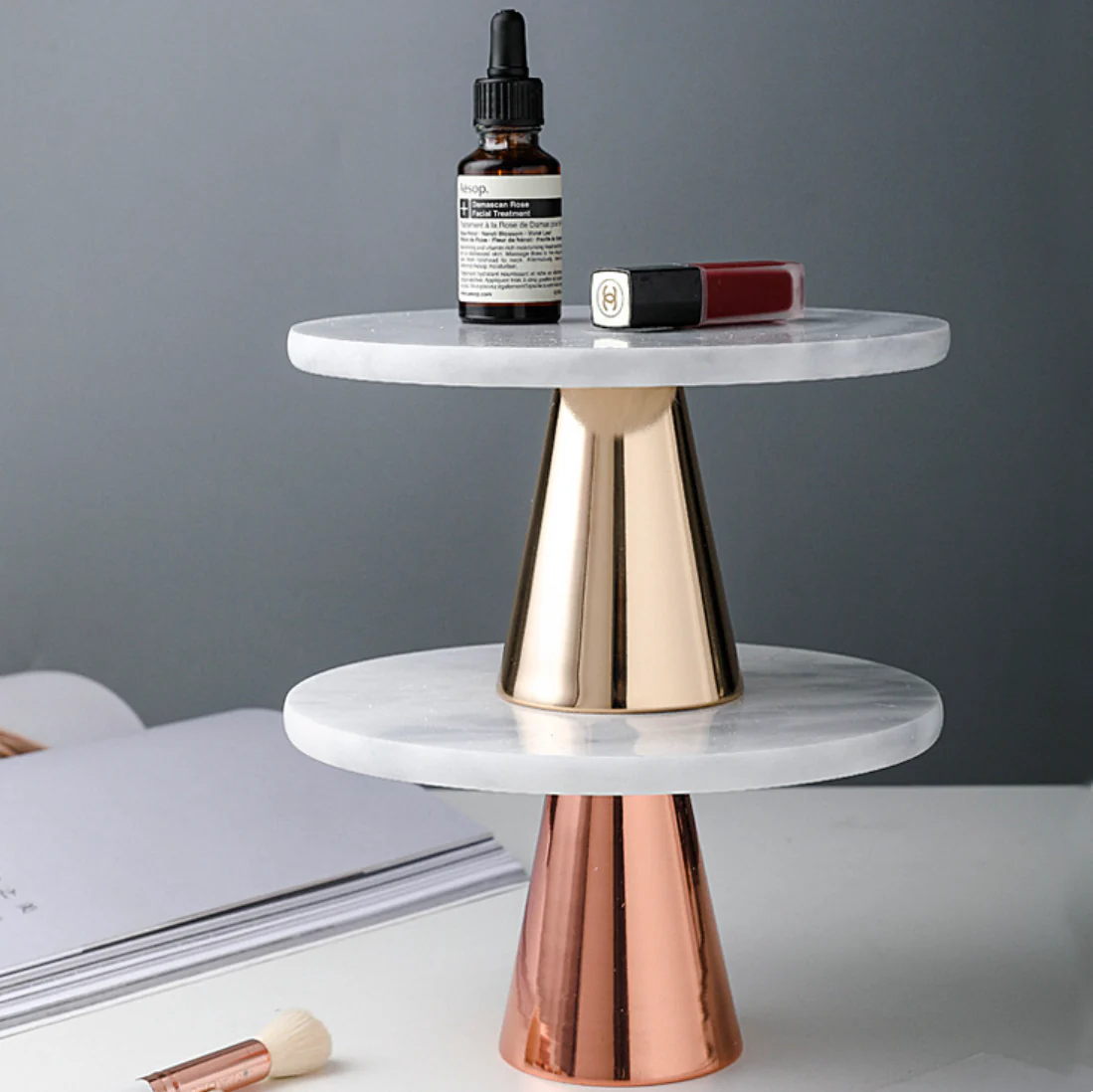 Marble and Metal Cake Stand 8 inch - Image 10