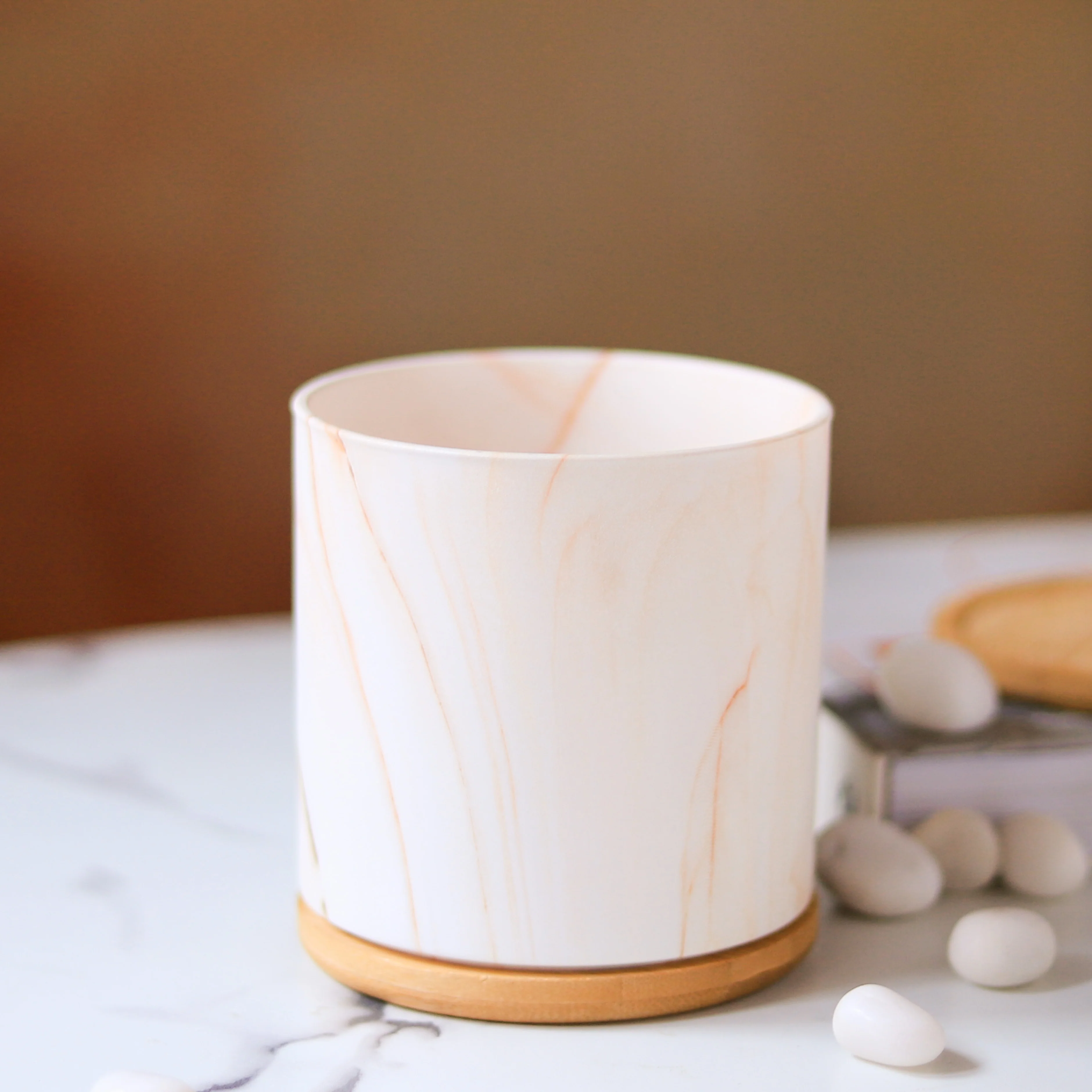Marble Aura Planter Pot With Coaster Set Of 2 - Image 8