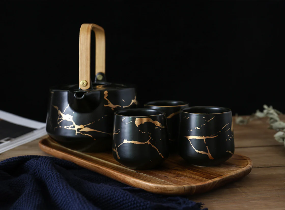 Marble Black Gold Tea Set - Image 3