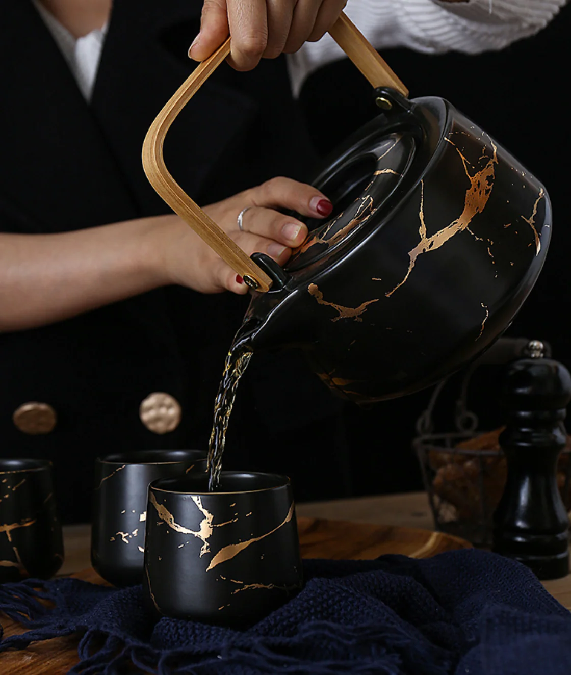Marble Black Gold Tea Set - Image 5