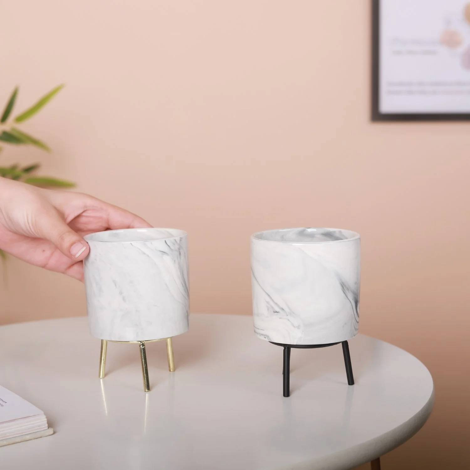 Marble Ceramic Indoor Planter - Image 2