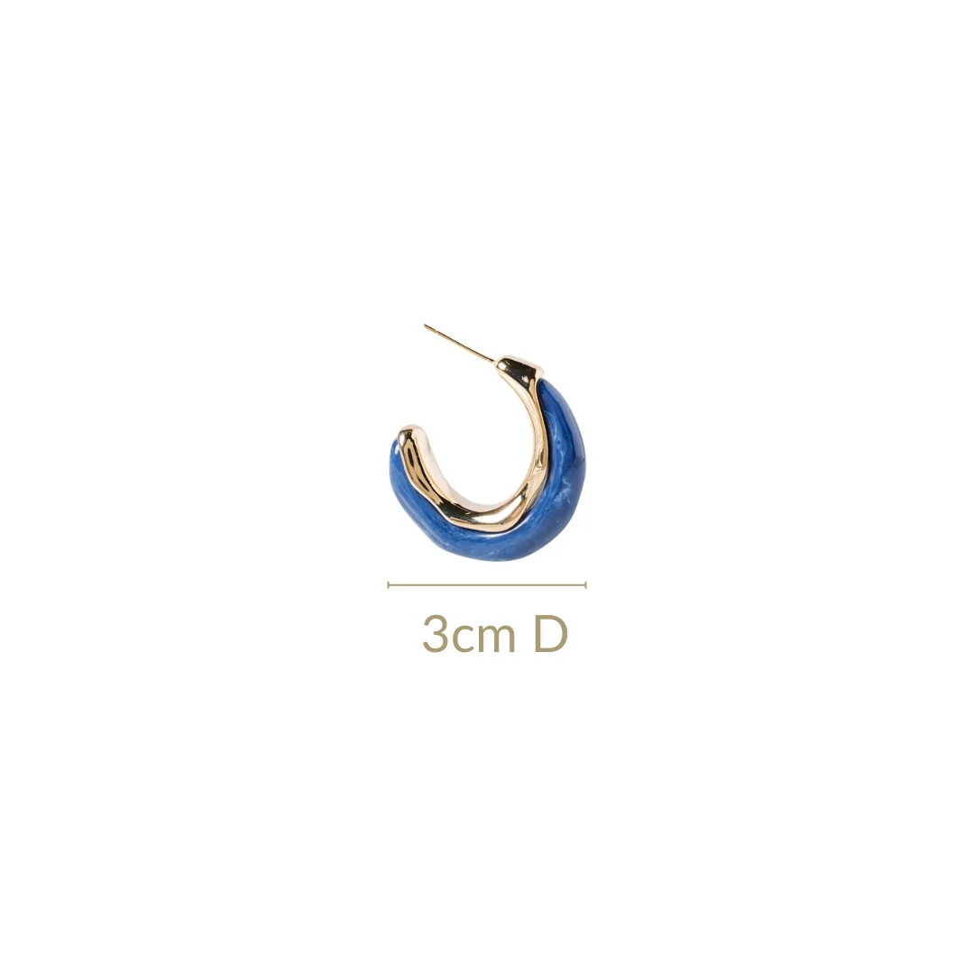 Marble Dreams Hoop Earrings Midnight Blue - Image 3
