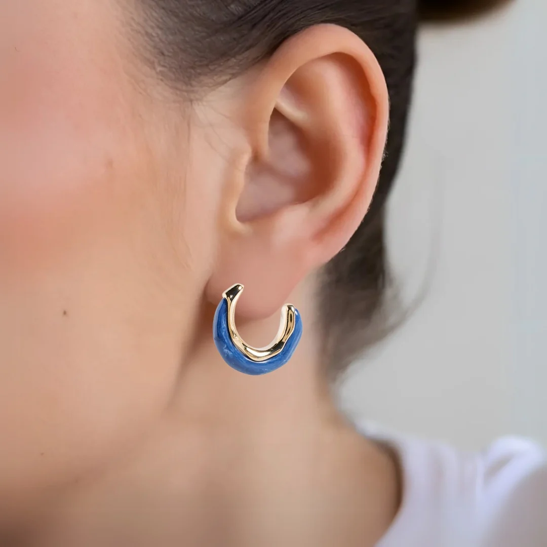 Marble Dreams Hoop Earrings Midnight Blue - Image 5