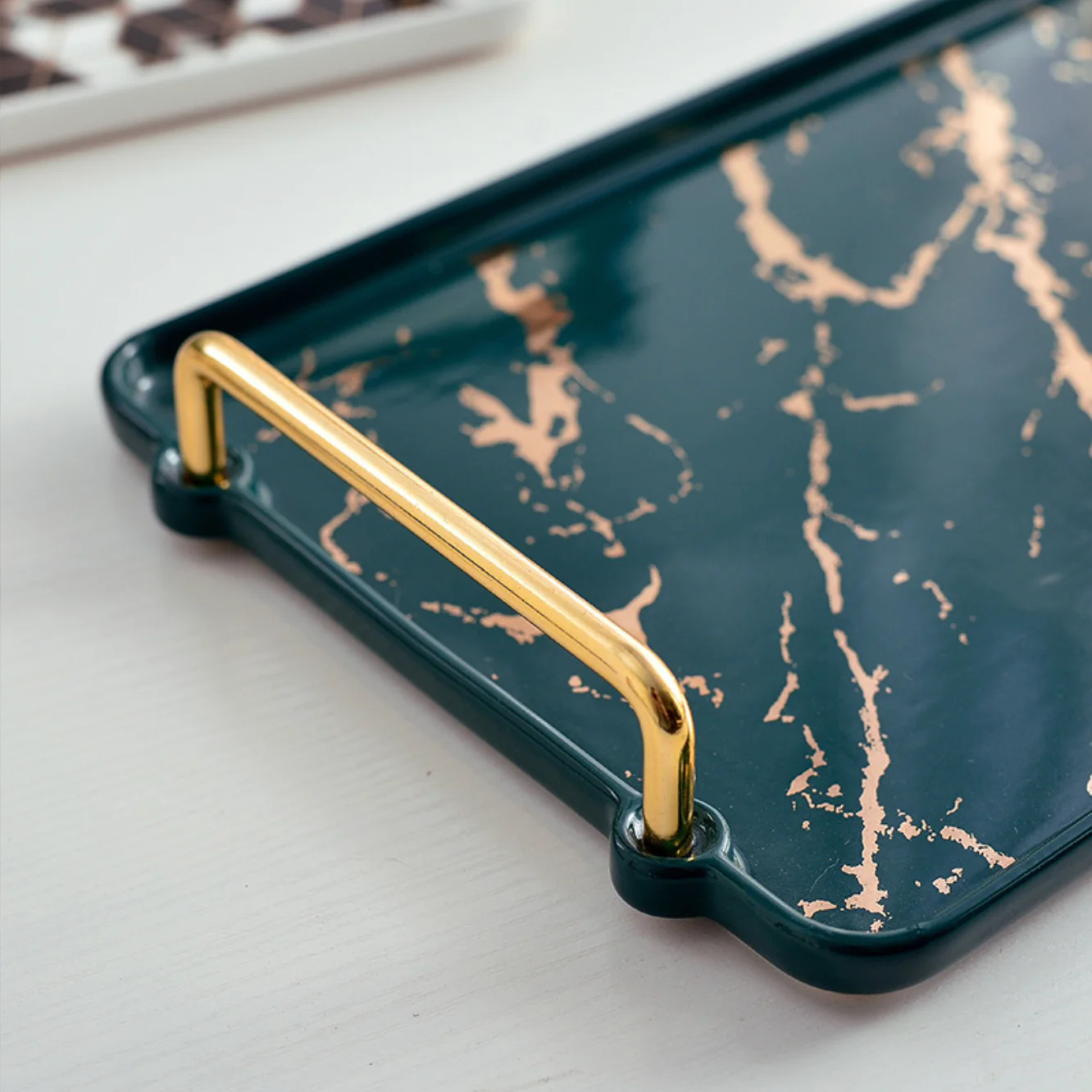 Marble Finish Tray With Handle - Image 5