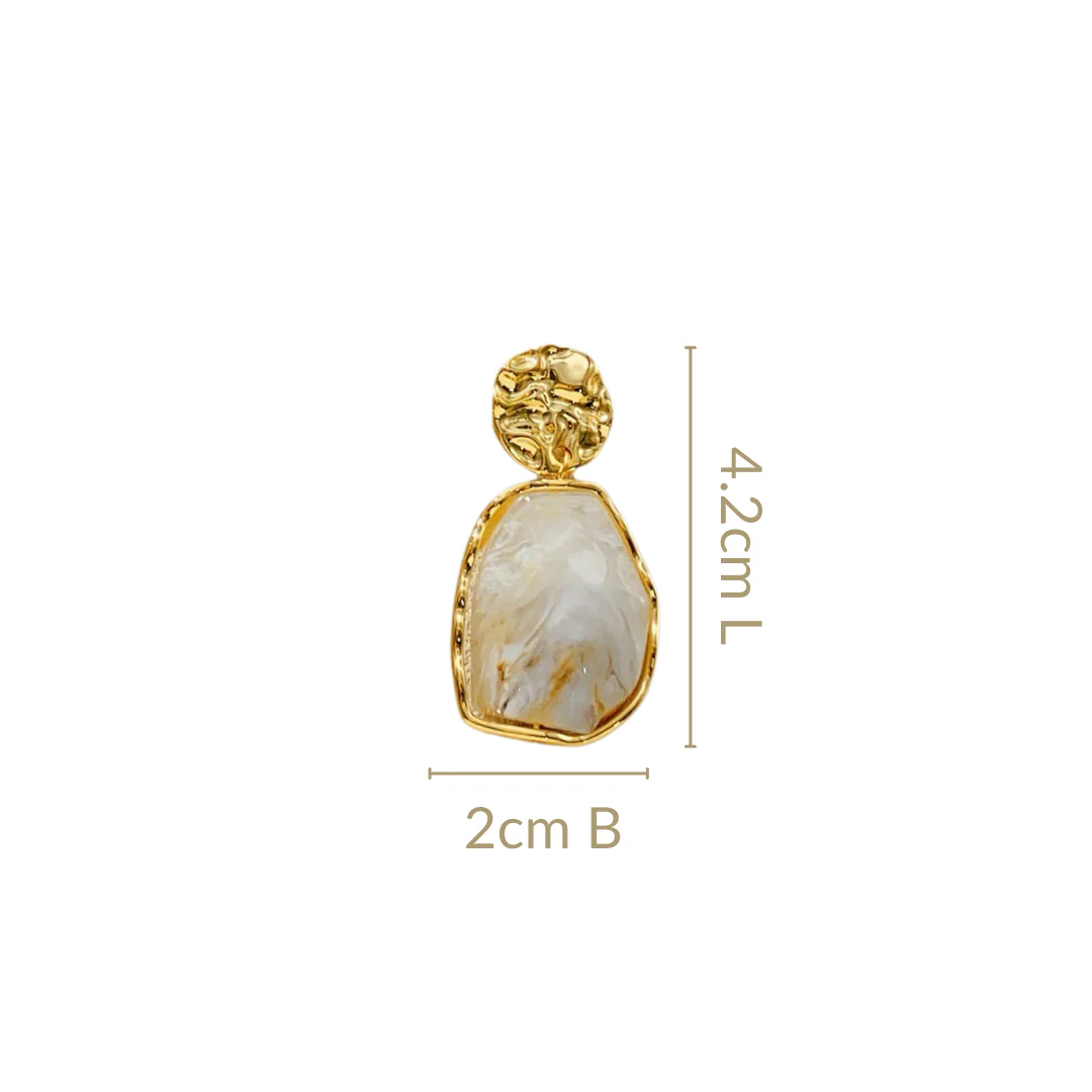Marble Veil Dangle Earrings White - Image 3