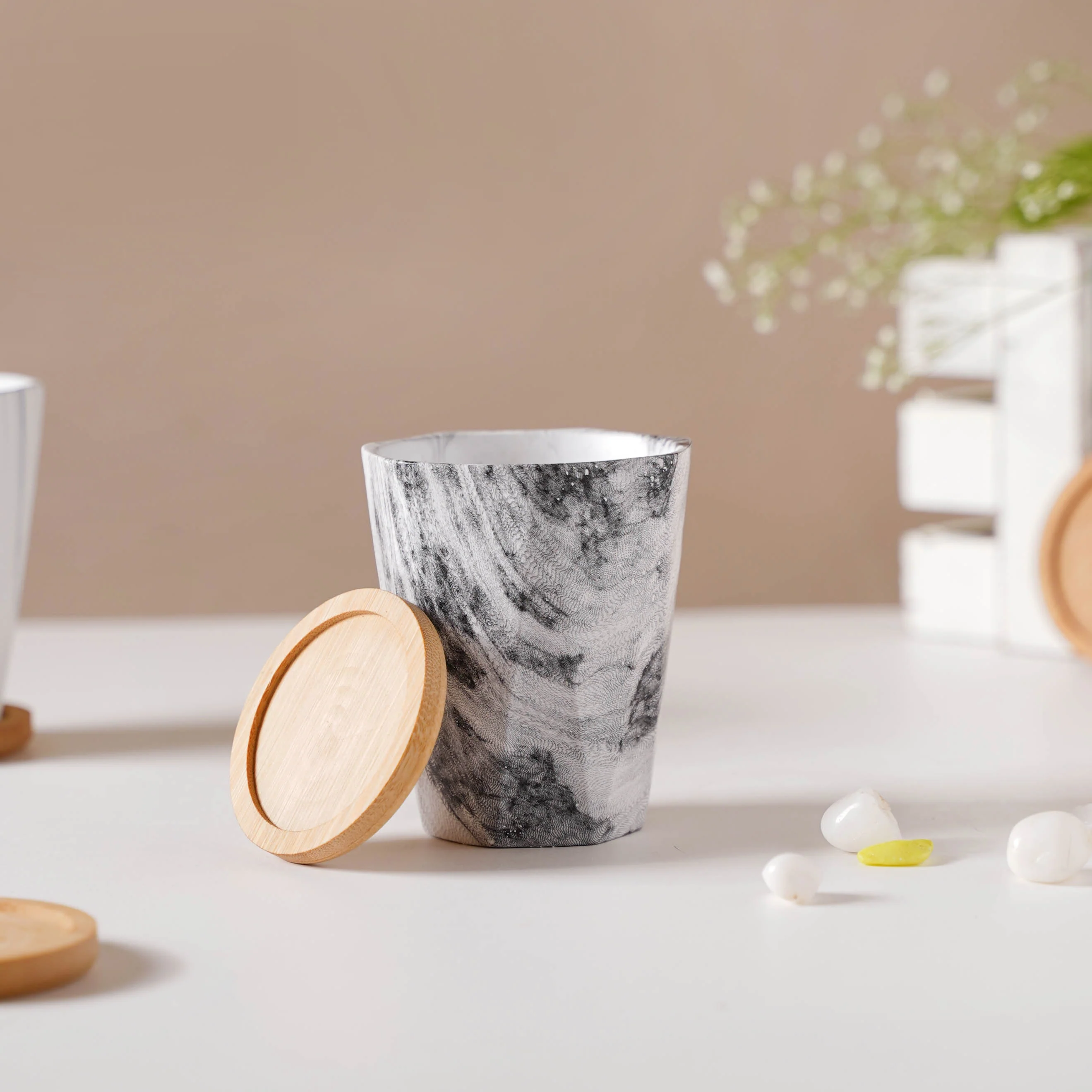 Marble Wonder Flower Planter With Coaster Set Of 6 - Image 6