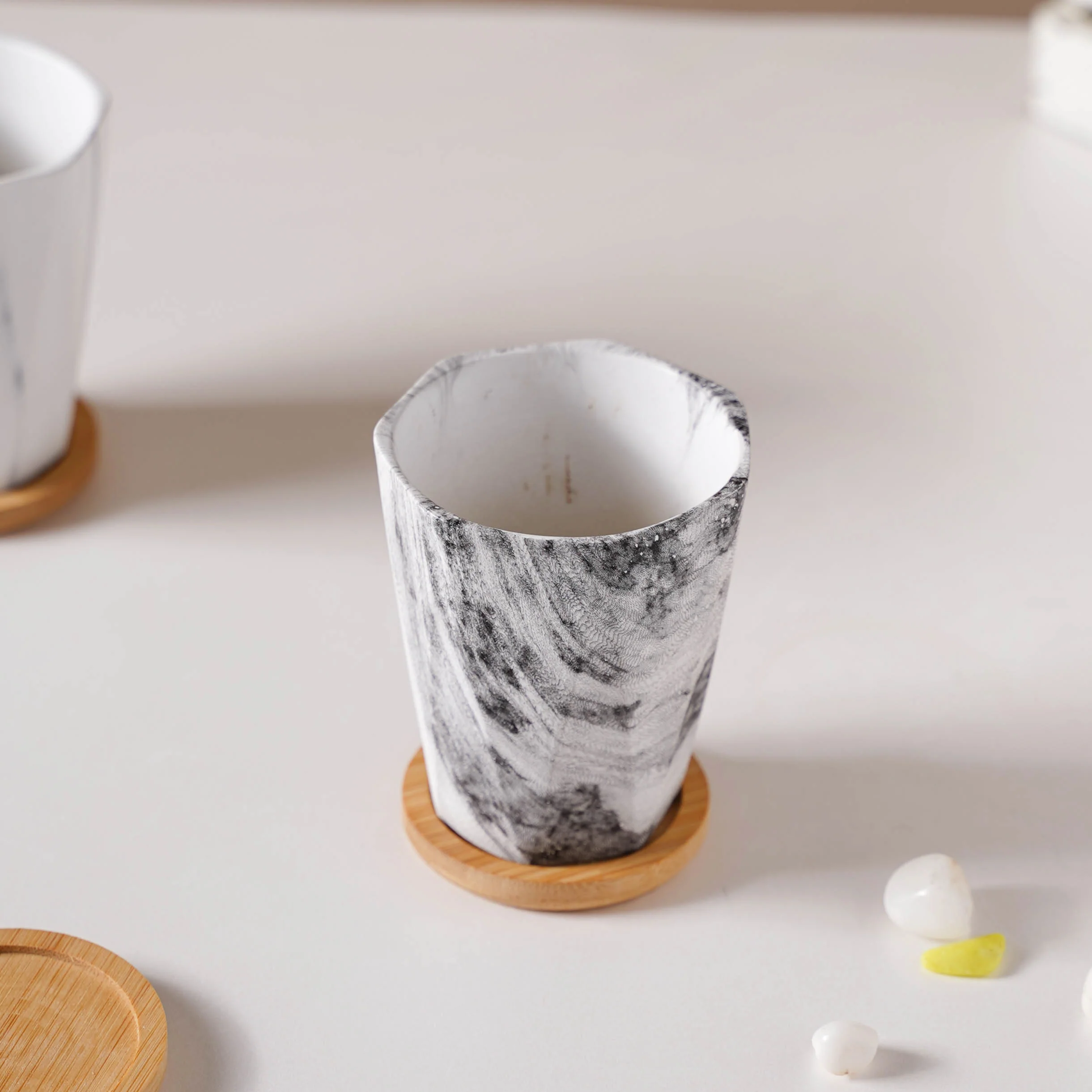 Marble Wonder Flower Planter With Coaster Set Of 6 - Image 7