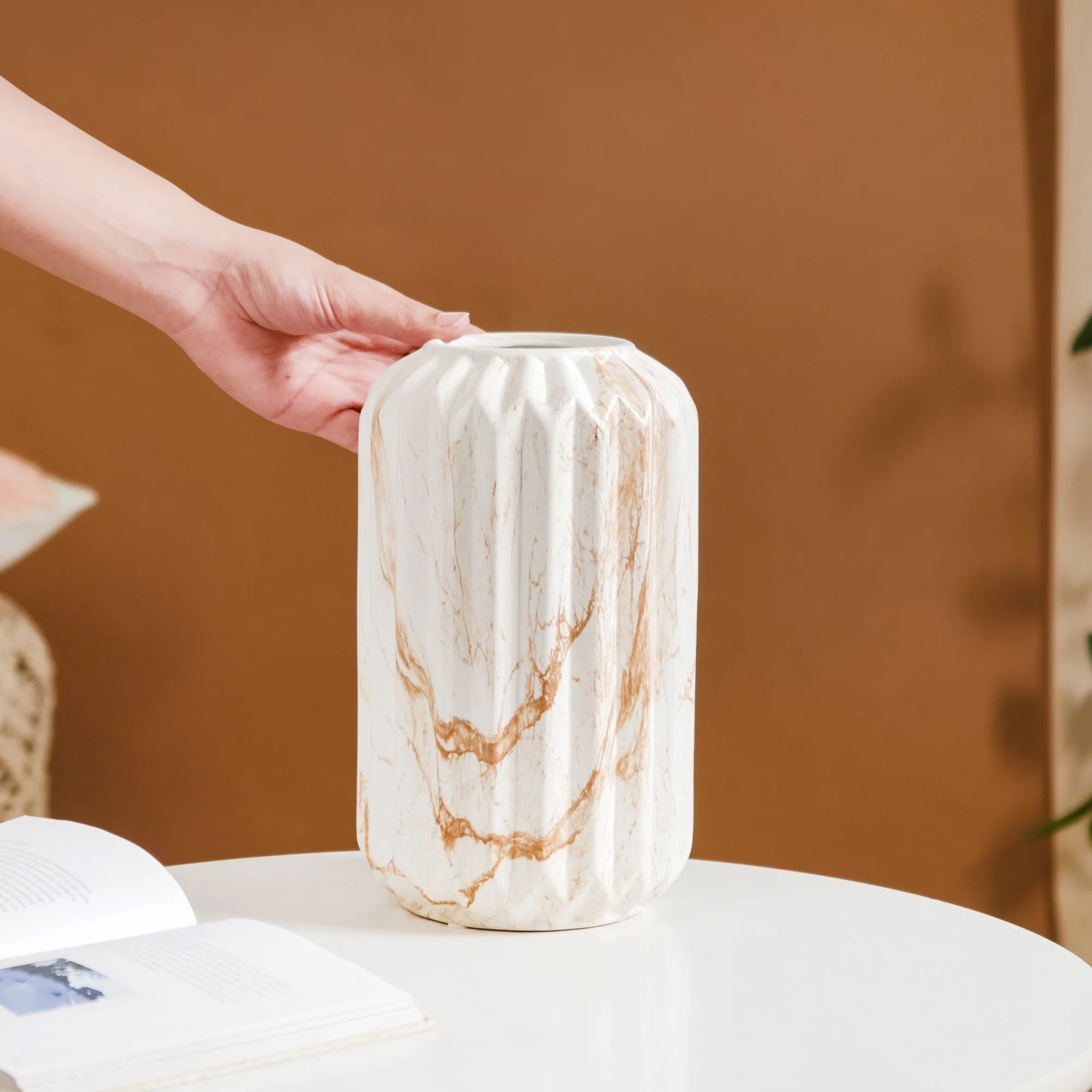 Marbled Chic Ceramic Vase - Image 2