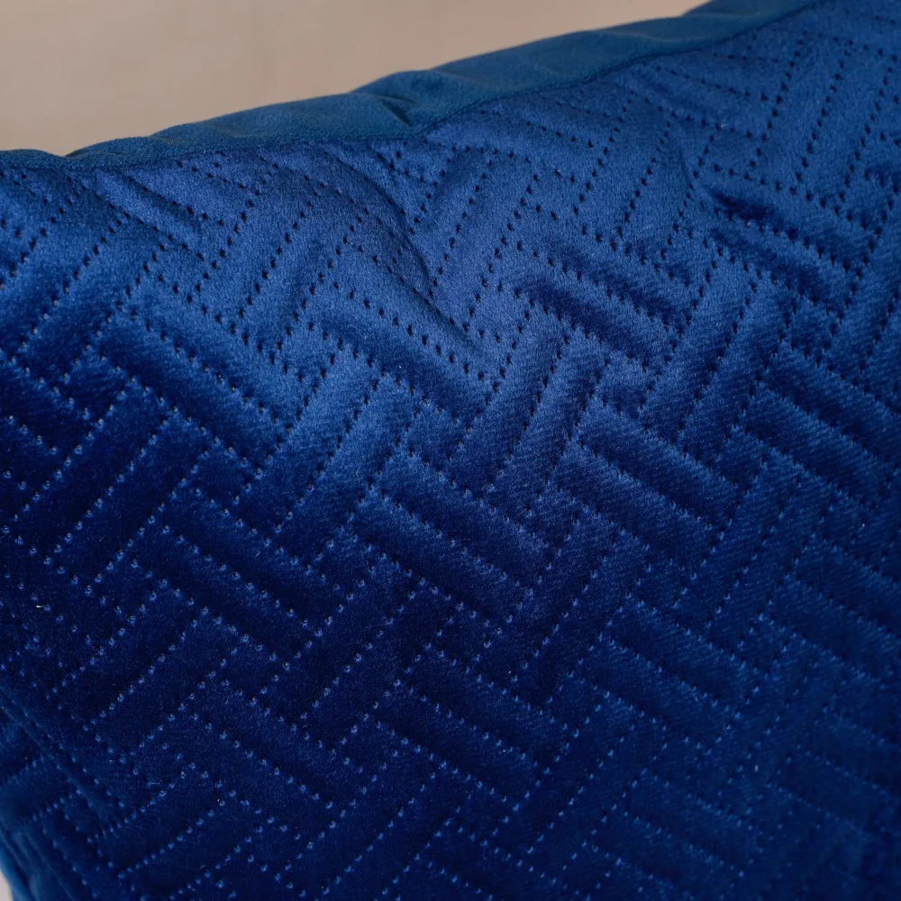 Marilee Blue Quilted Velvet Cushion Cover 16 x 16 Inch - Image 6