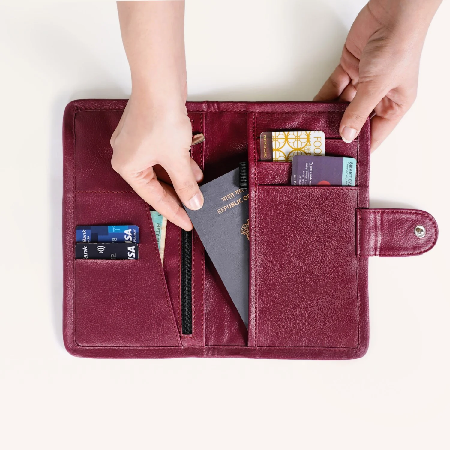 Maroon Travel Passport Wallet - Image 7