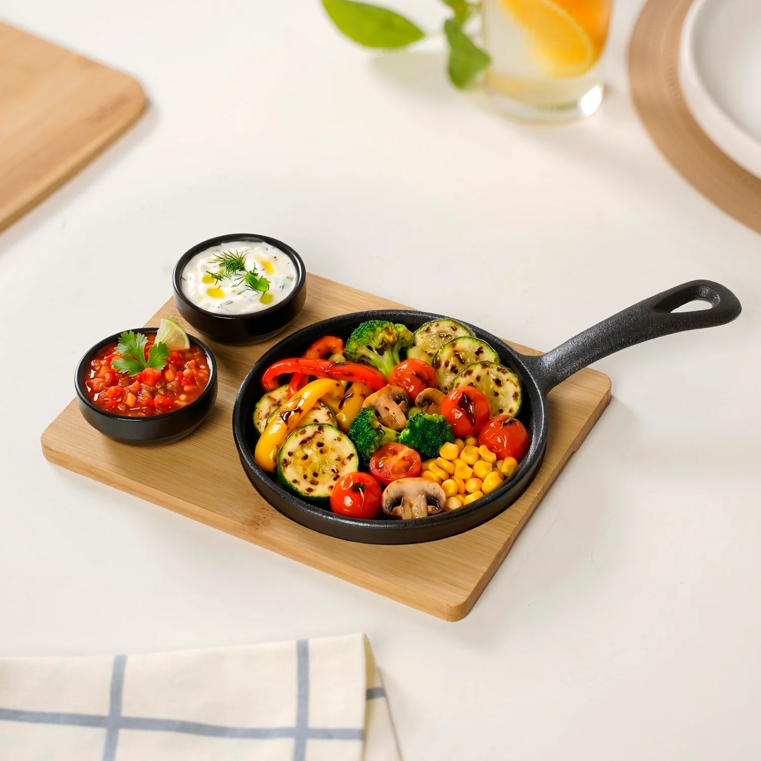 Matte Black Sizzler Pan Dip Bowl Tray Set Of 4
